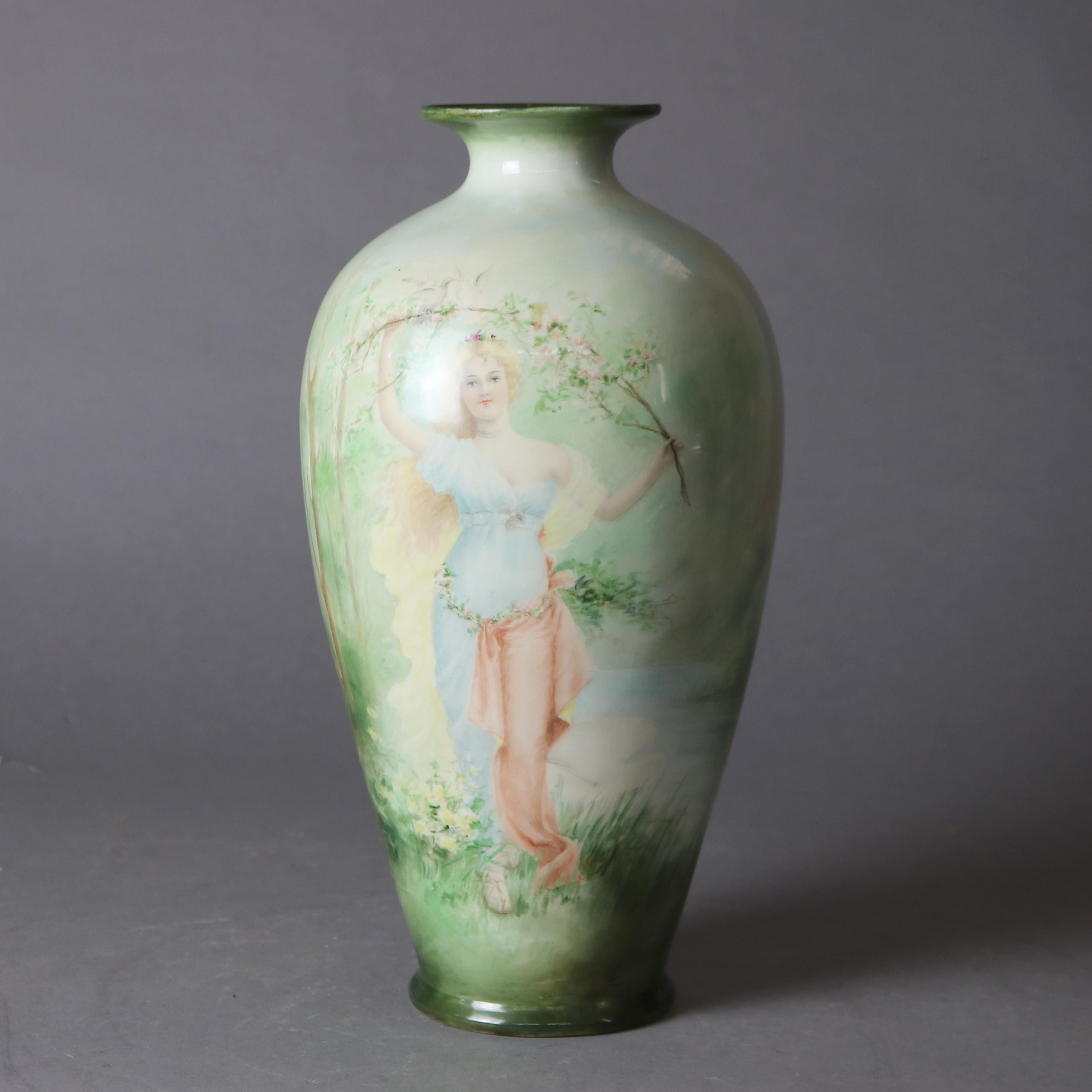 Northern Irish Antique Belleek Porcelain Portrait Vase, circa 1890