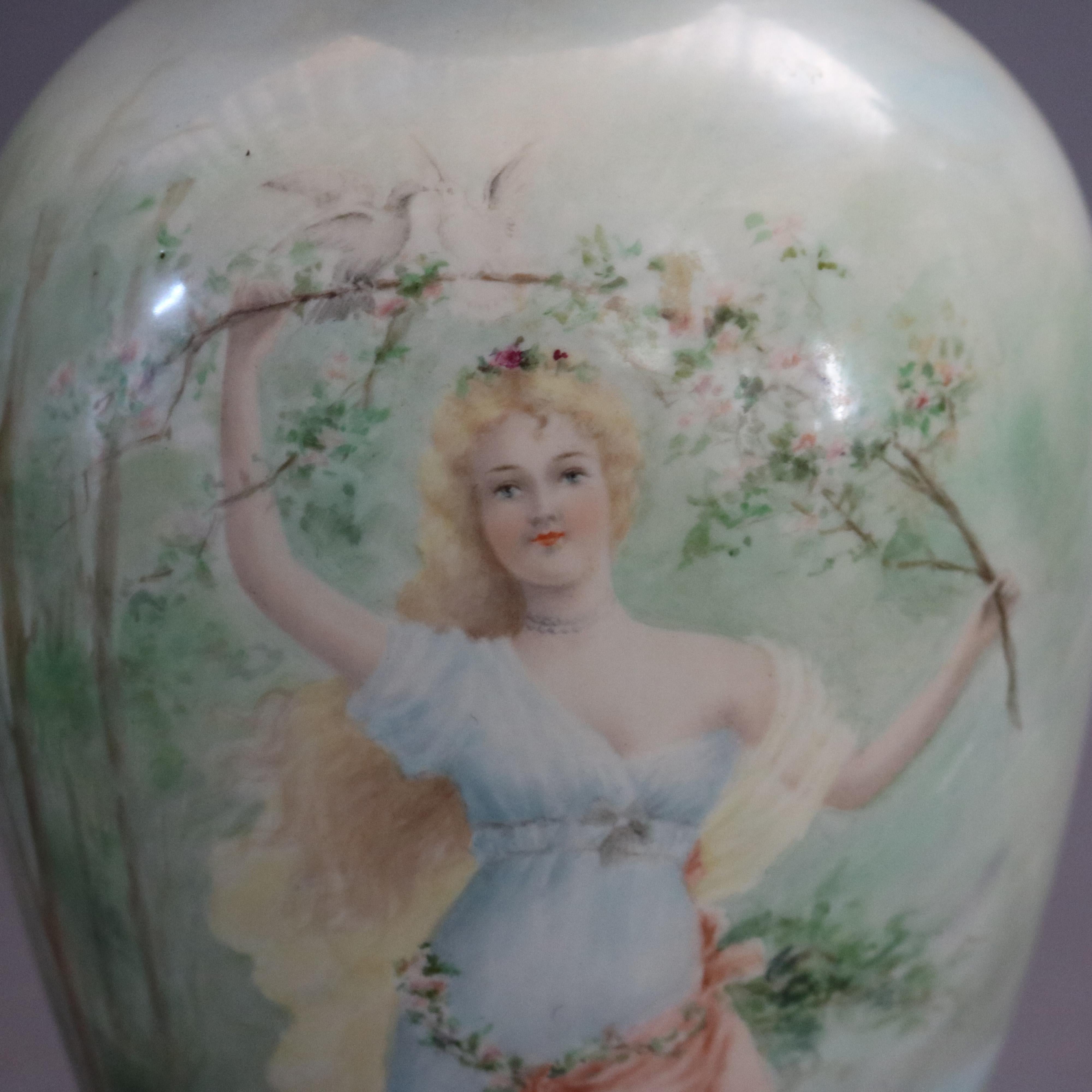 Antique Belleek Porcelain Portrait Vase, circa 1890 In Good Condition In Big Flats, NY