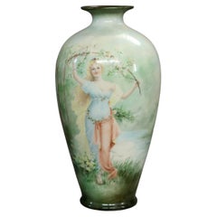 Antique Belleek Porcelain Portrait Vase, circa 1890