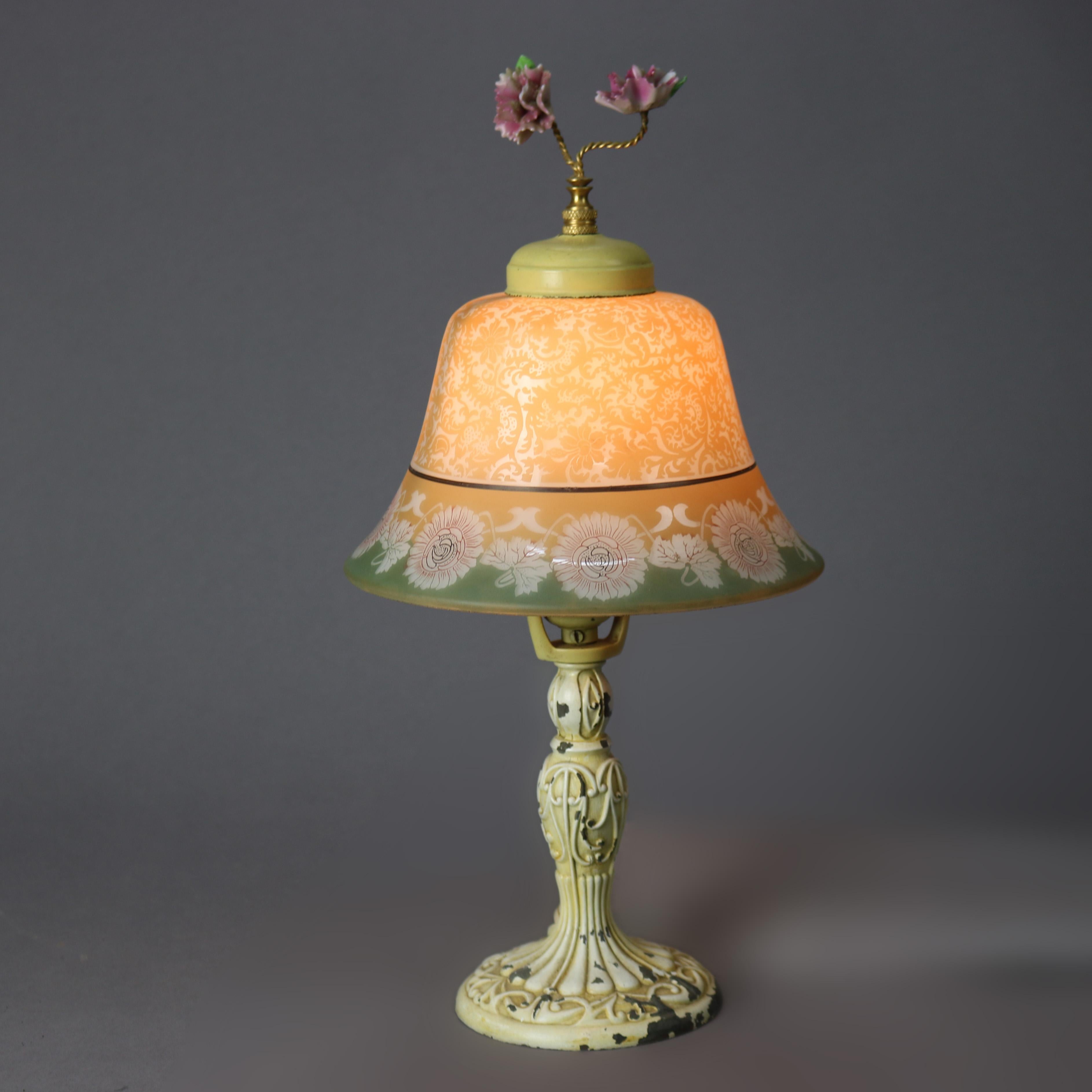 Metal Antique Bellova Art Deco Boudoir Lamp, circa 1920 For Sale