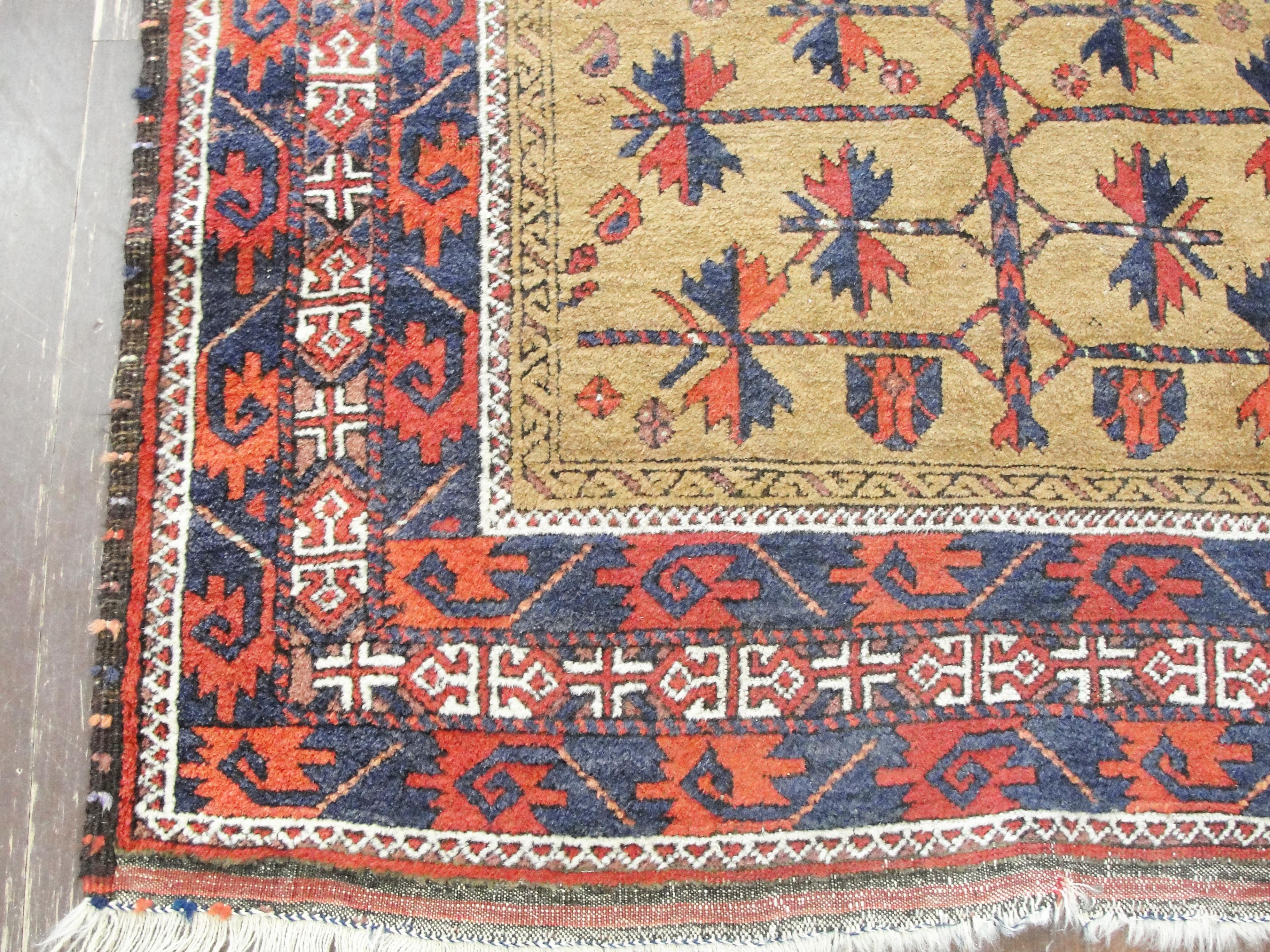 Hand-Woven Antique Belouch Prayer Rug