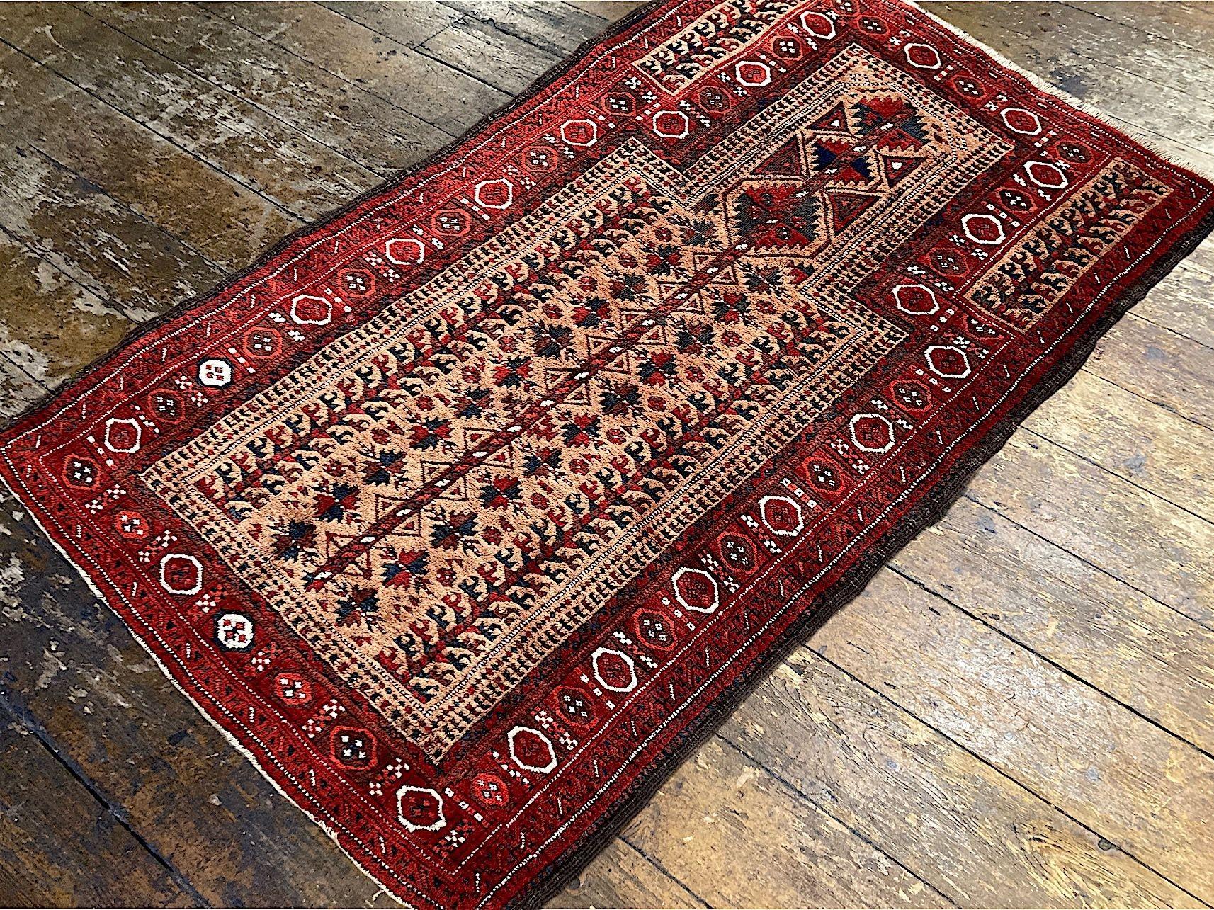Wool Antique Belouch Rug 1.76m x 0.89m For Sale