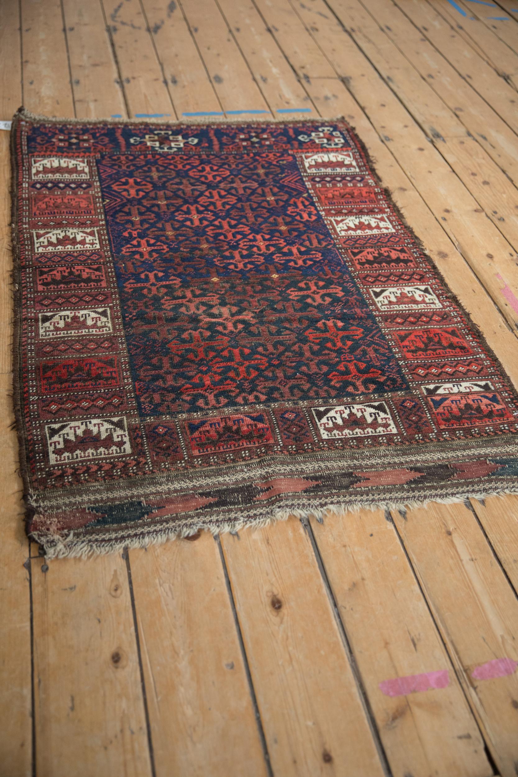 Hand-Knotted Antique Belouch Rug For Sale