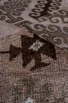 Antique Belouch Rug walnut diamond lattice on rose ground