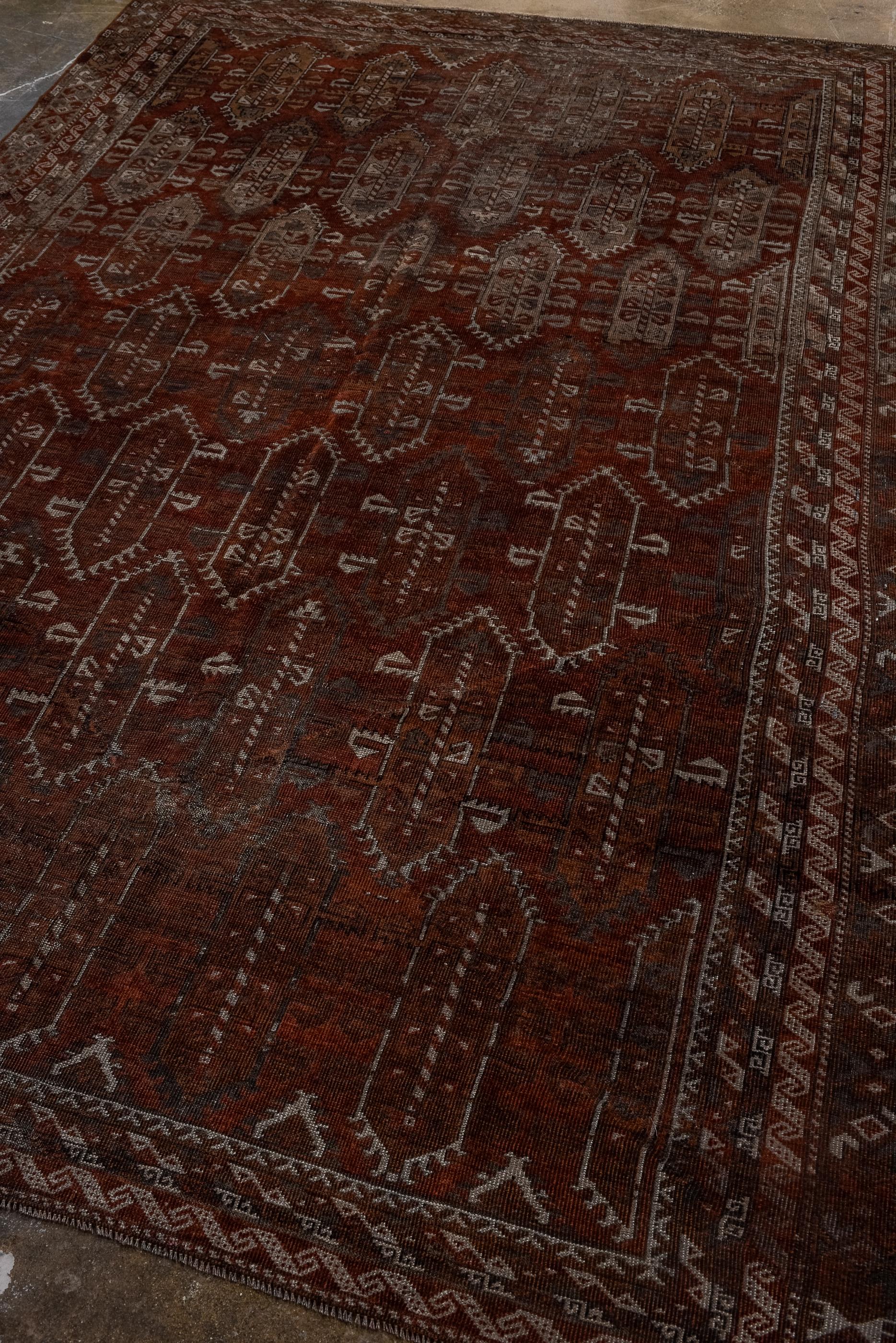 Afghan Antique Belouch Rug with Dark Wine Field  For Sale