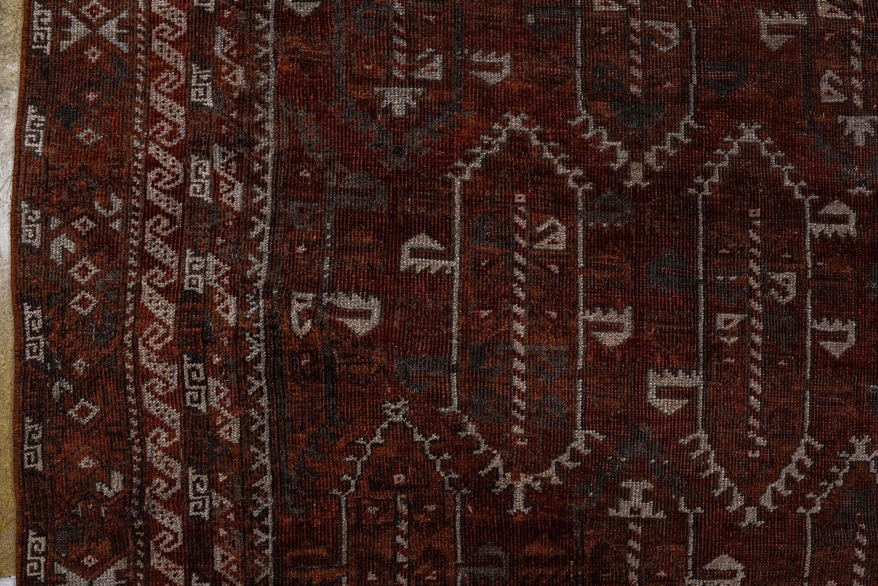 Antique Belouch Rug with Dark Wine Field  In Good Condition For Sale In New York, NY