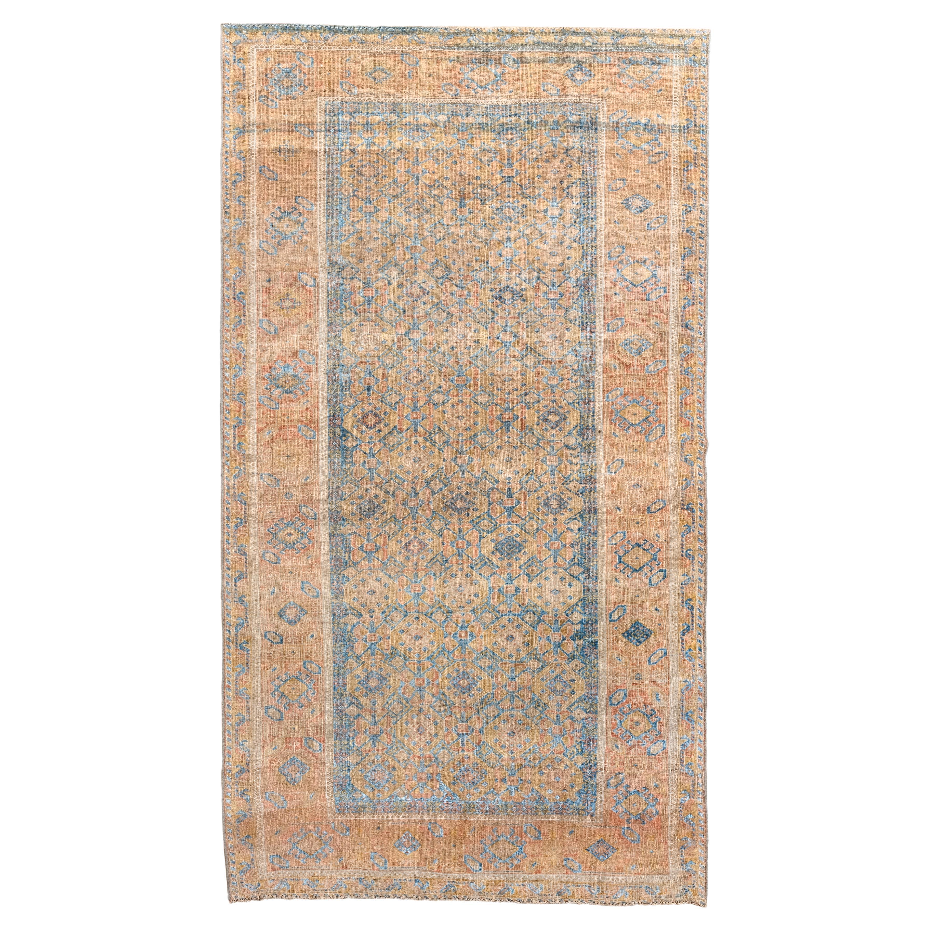 Antiker Belouch-Teppich mit königsblauem Feld und rostfarbener Bordüre