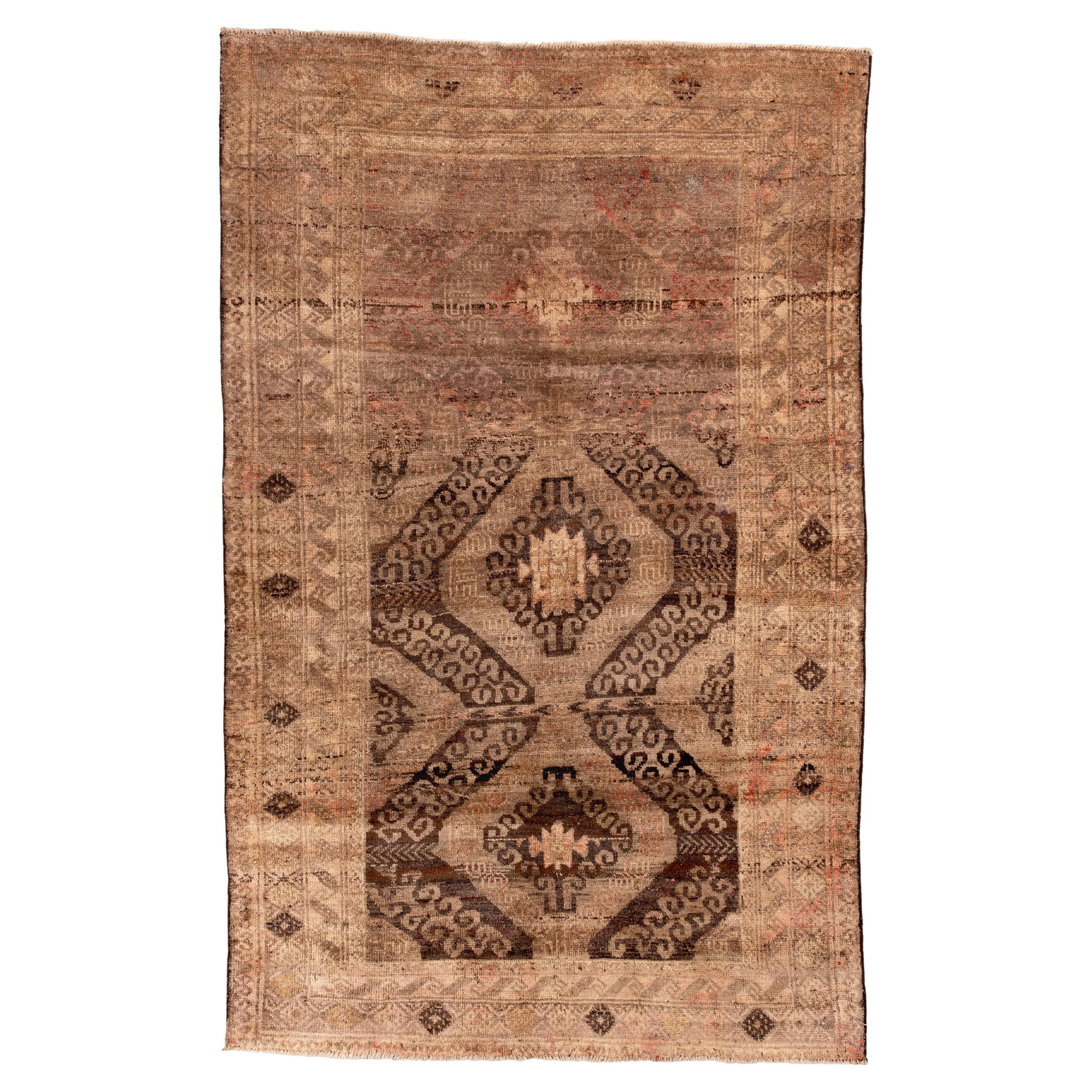 Antique Belouch Rug with Softly Faded Tribal Medallions in Earth Tones