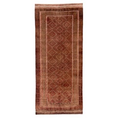 Antique Belouch Rug with Subtle Allover Diamond Lattice in Soft Brick 
Walnut