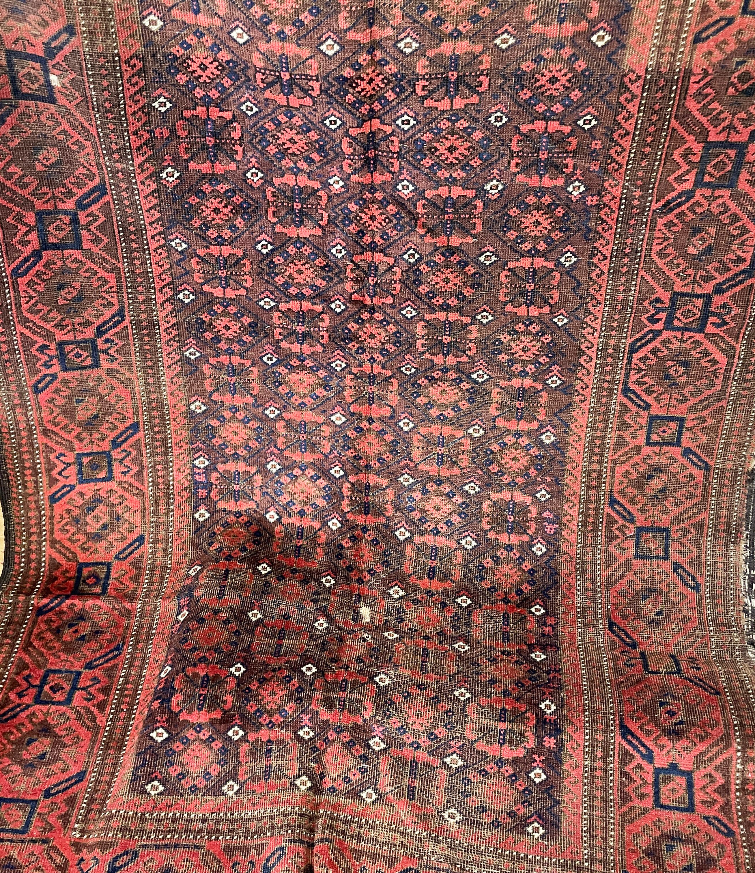 Hand-Woven Antique Belouch Turkoman Rug, c-1900's, AS IS For Sale