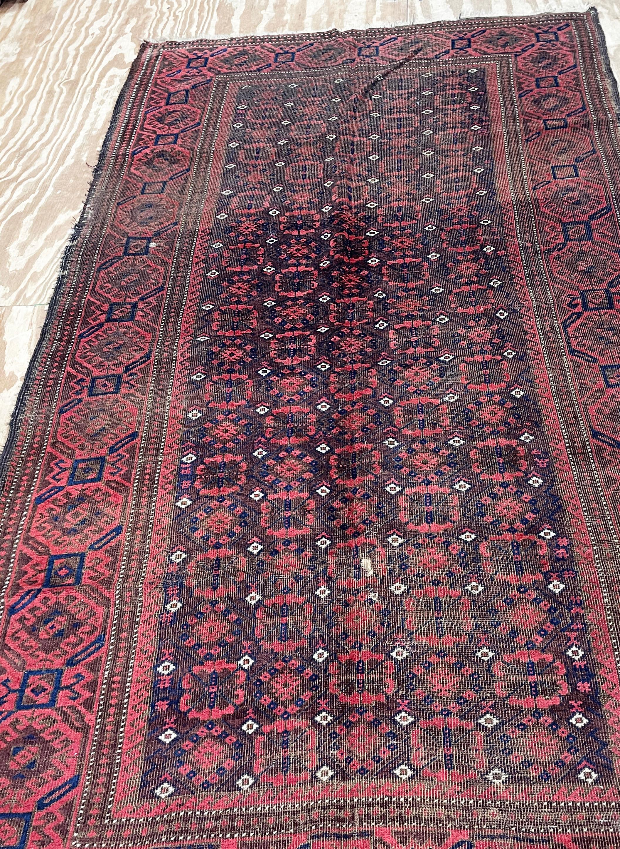 Wool Antique Belouch Turkoman Rug, c-1900's, AS IS For Sale