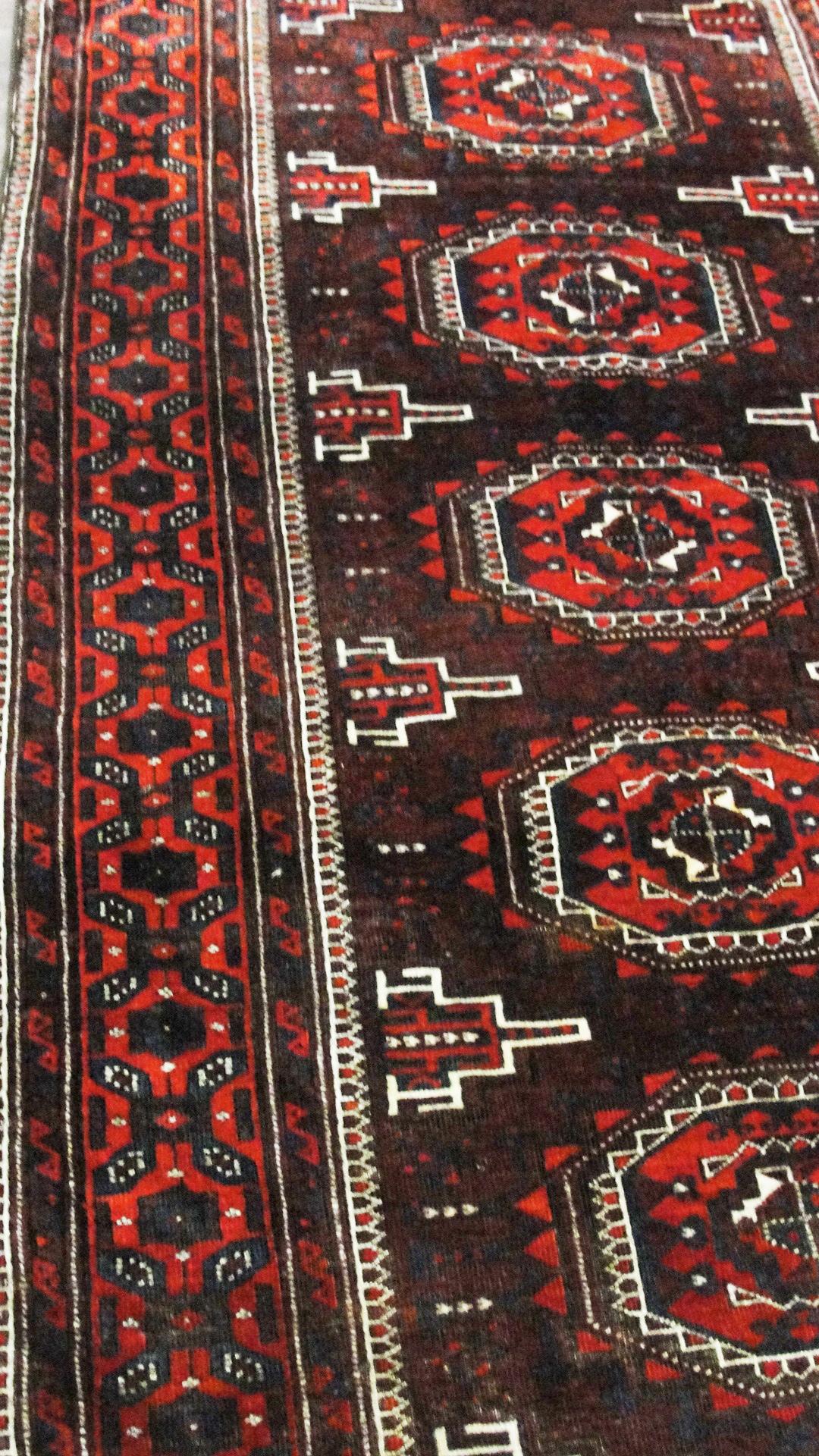 Hand-Knotted Antique Belouch Turkoman Rug For Sale