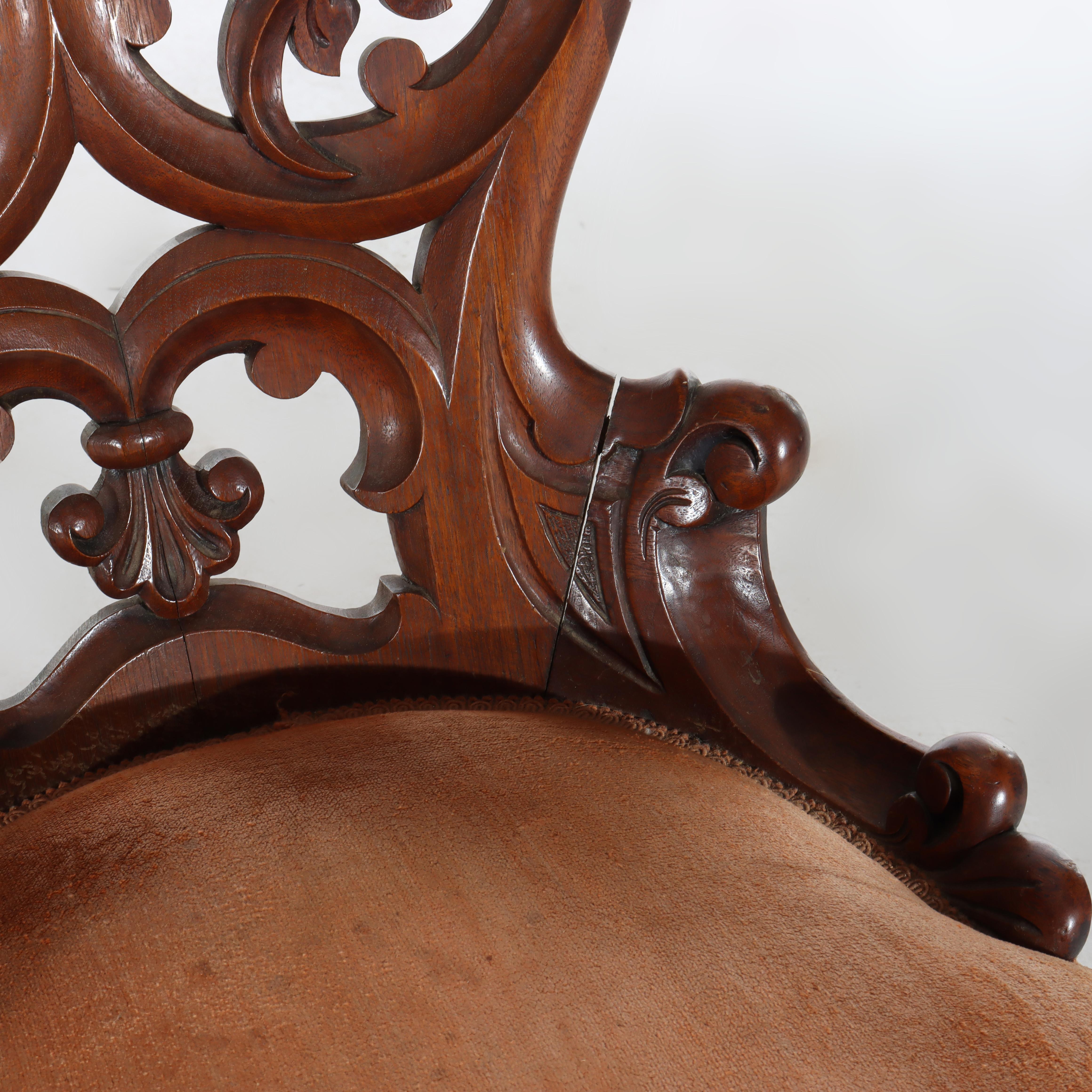 Antike Belter Schule Retikuliert geschnitzt Nussbaum Boudoir Stuhl c1890 (Walnuss) im Angebot