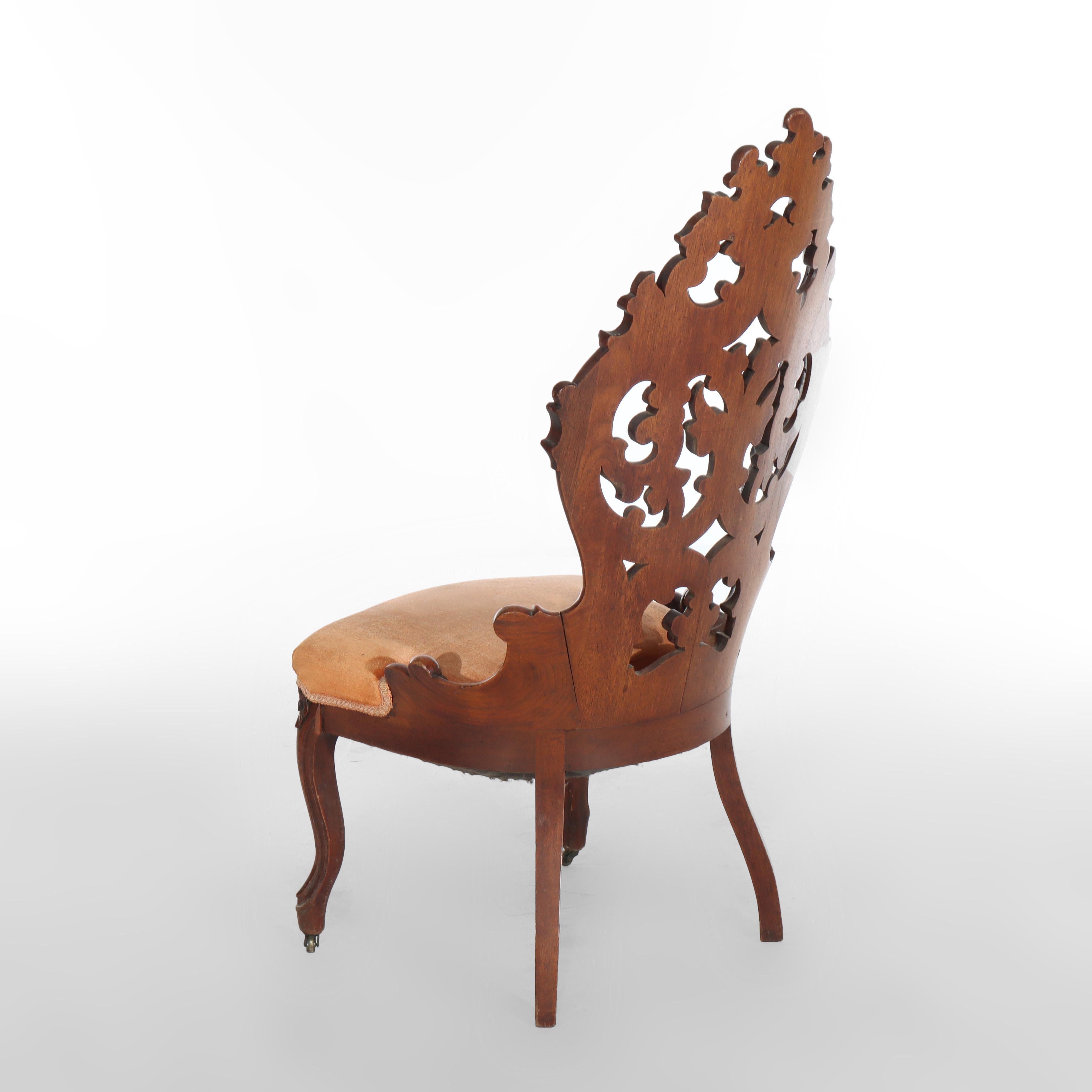 Antike Belter Schule Retikuliert geschnitzt Nussbaum Boudoir Stuhl c1890 im Angebot 2