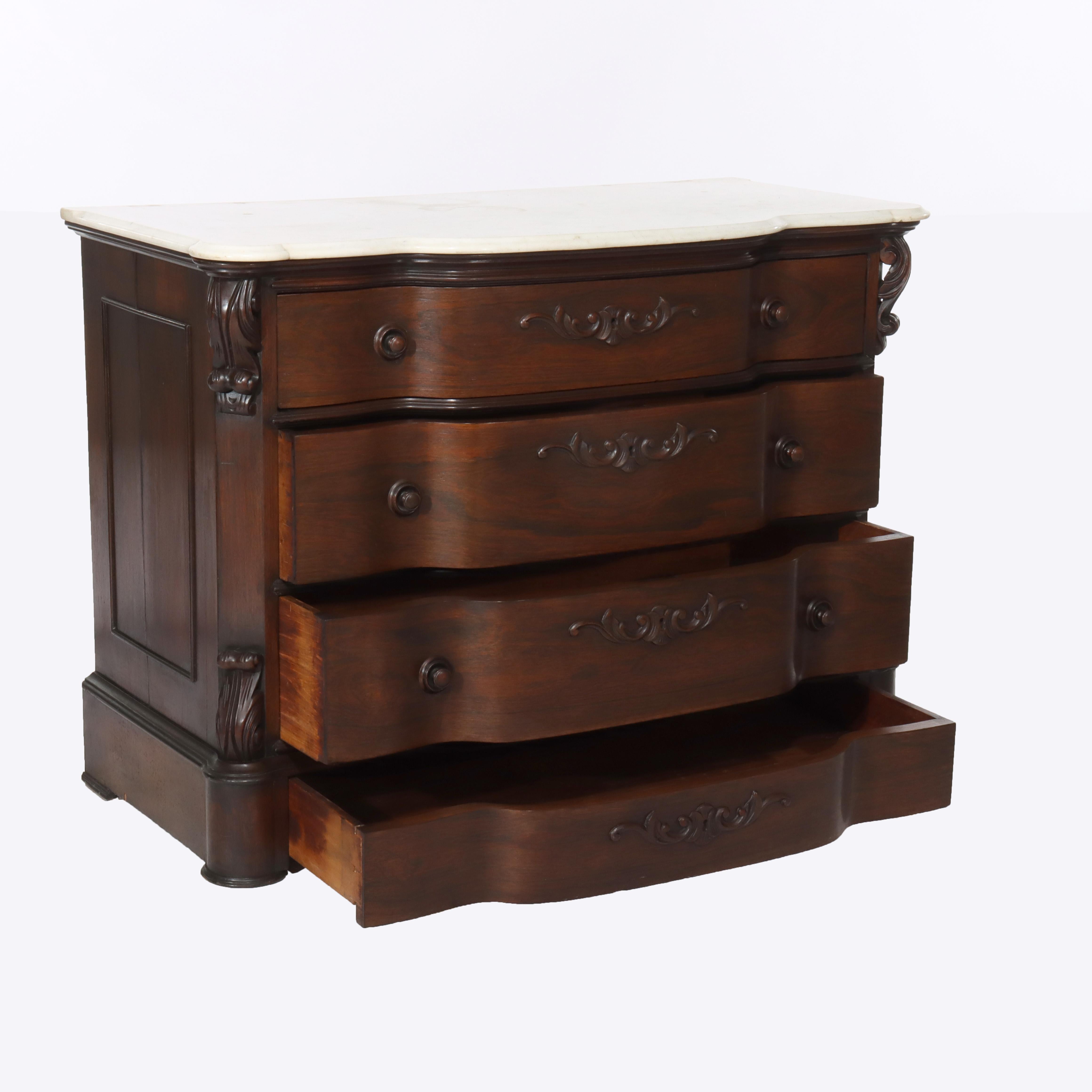 Antike Belter Schule Palisander 4-Schublade Marmor oben Kommode c1860 im Angebot 10