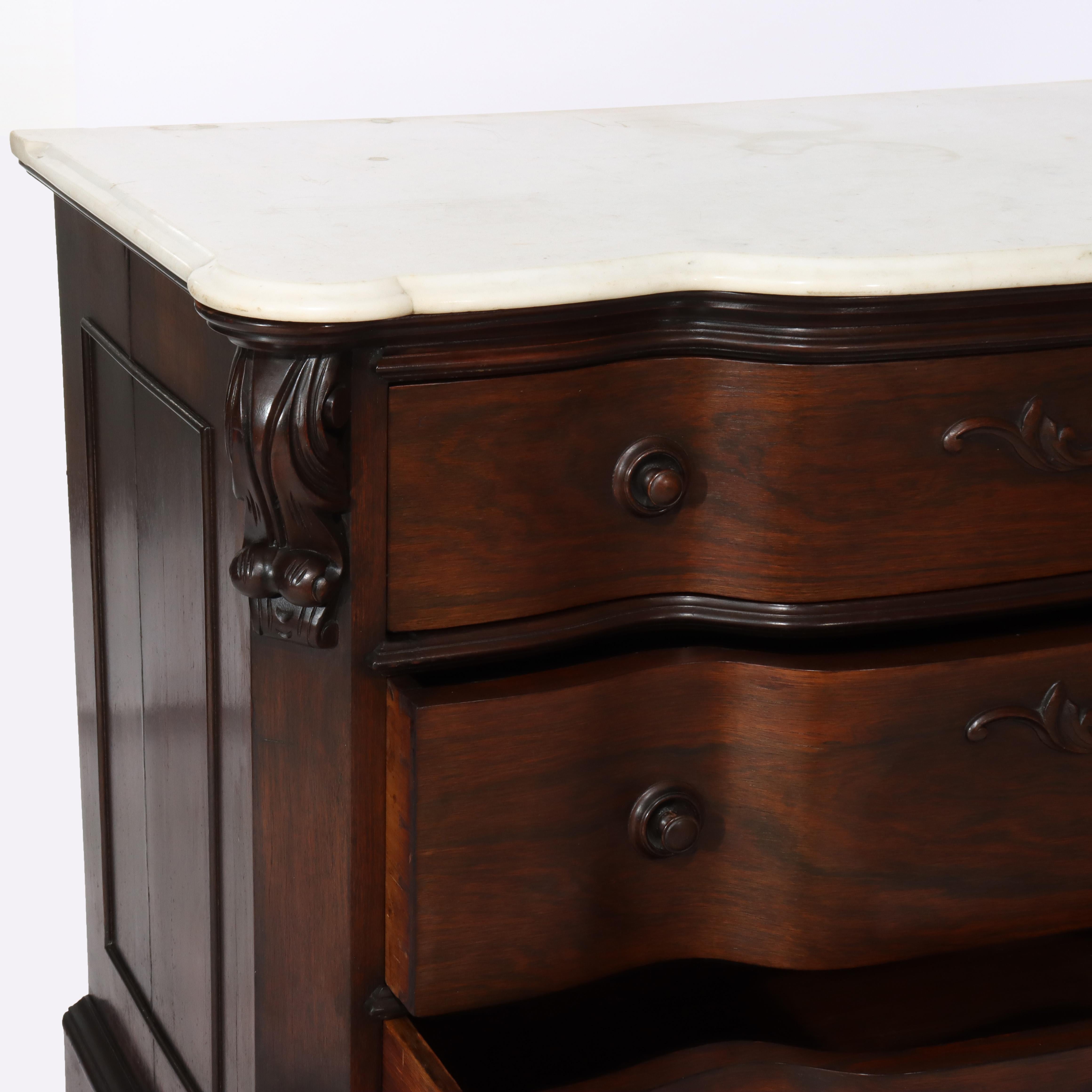 Antike Belter Schule Palisander 4-Schublade Marmor oben Kommode c1860 im Angebot 12