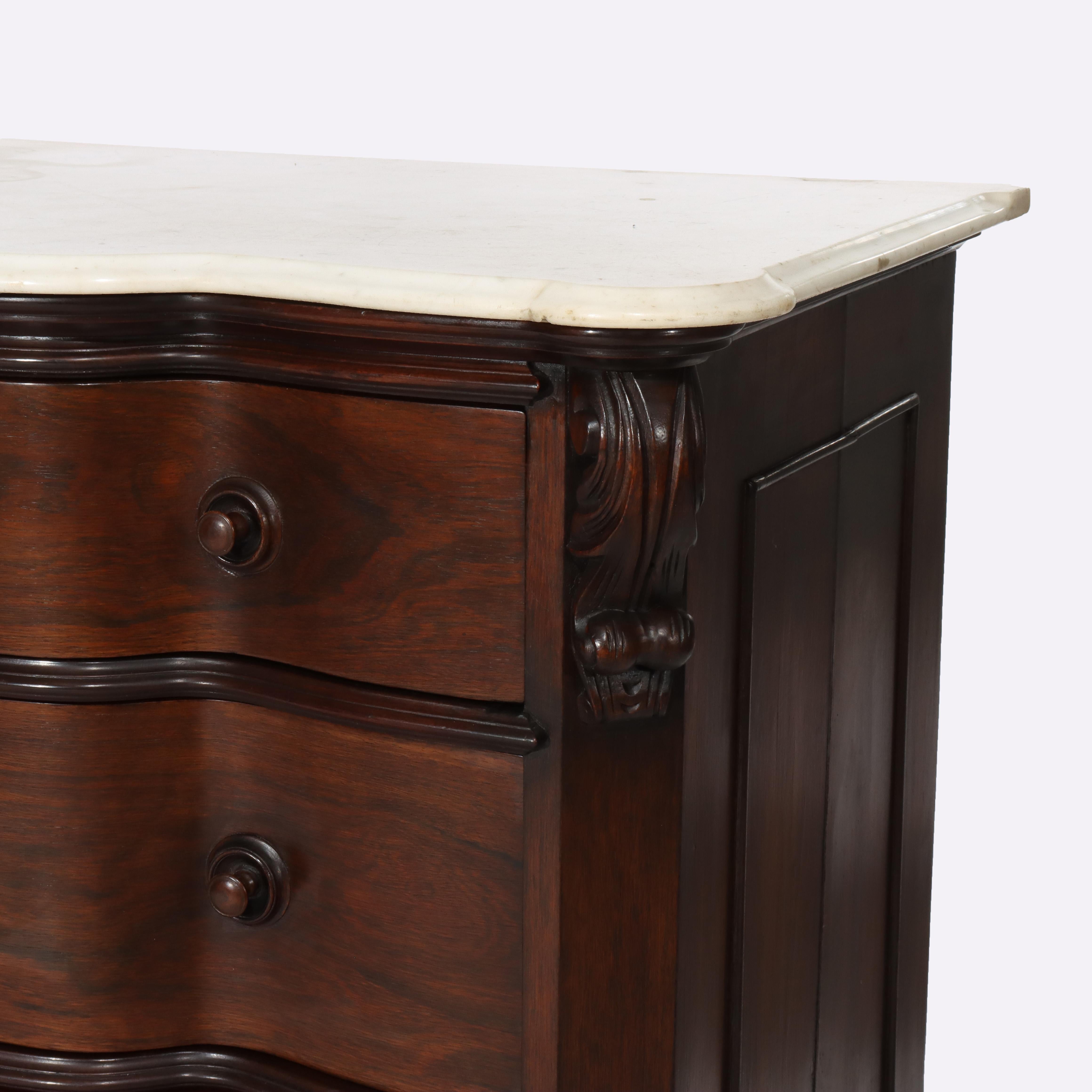 Antike Belter Schule Palisander 4-Schublade Marmor oben Kommode c1860 im Zustand „Gut“ im Angebot in Big Flats, NY