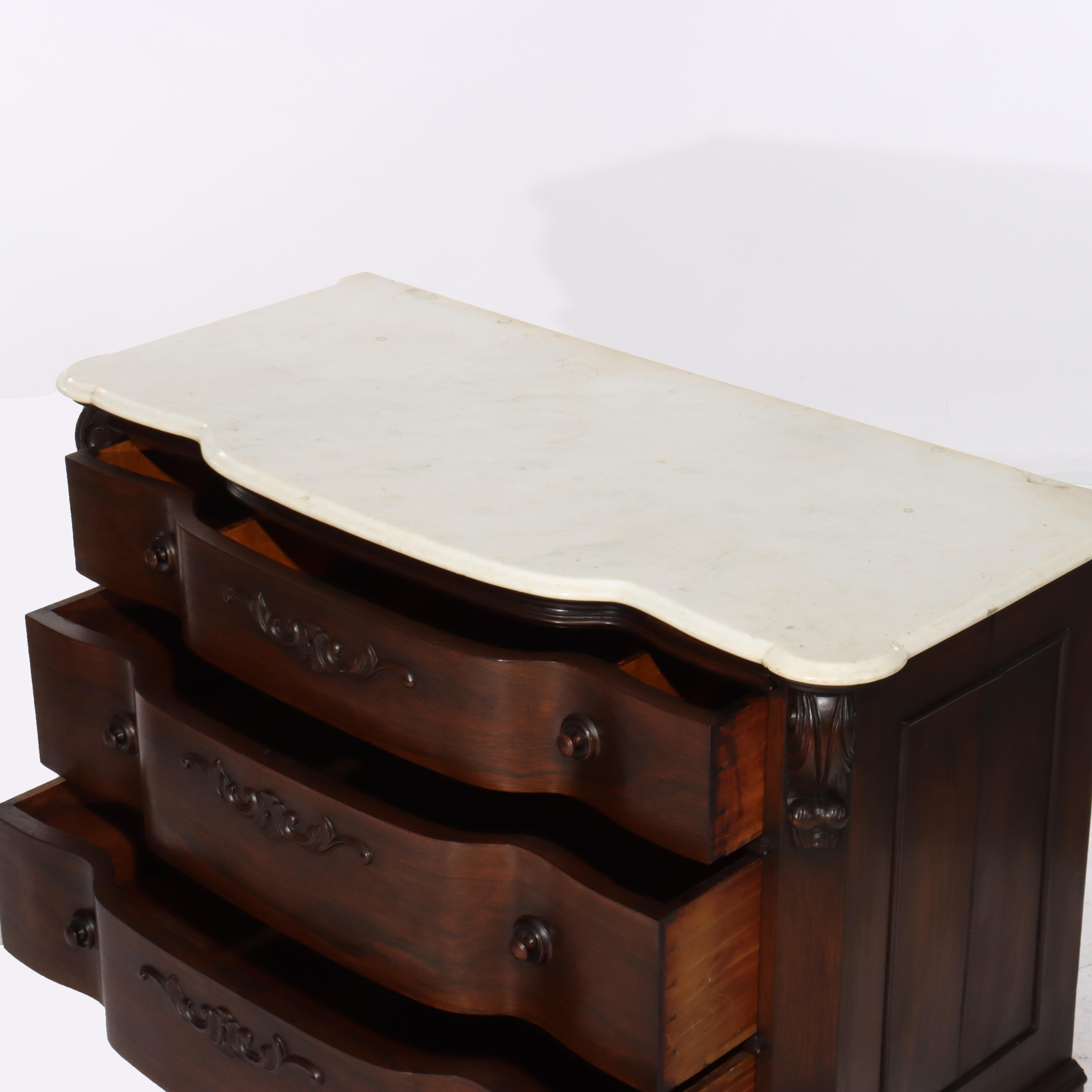 Antike Belter Schule Palisander 4-Schublade Marmor oben Kommode c1860 im Angebot 3