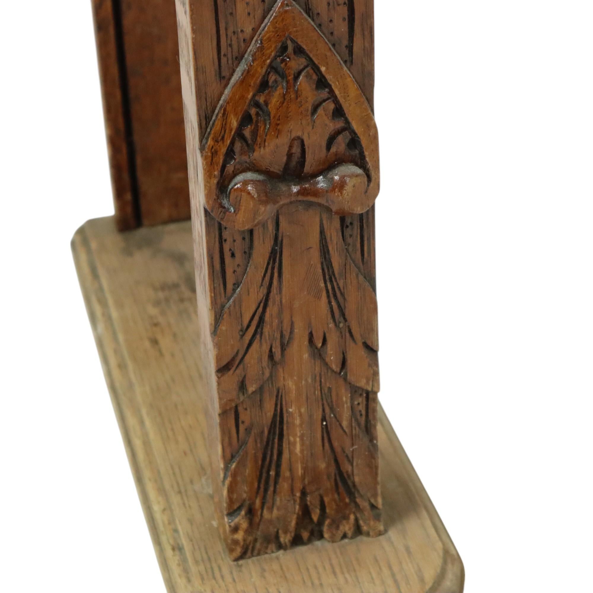 Antique Bench Carved Oak Church Renaissance Revival For Sale 6