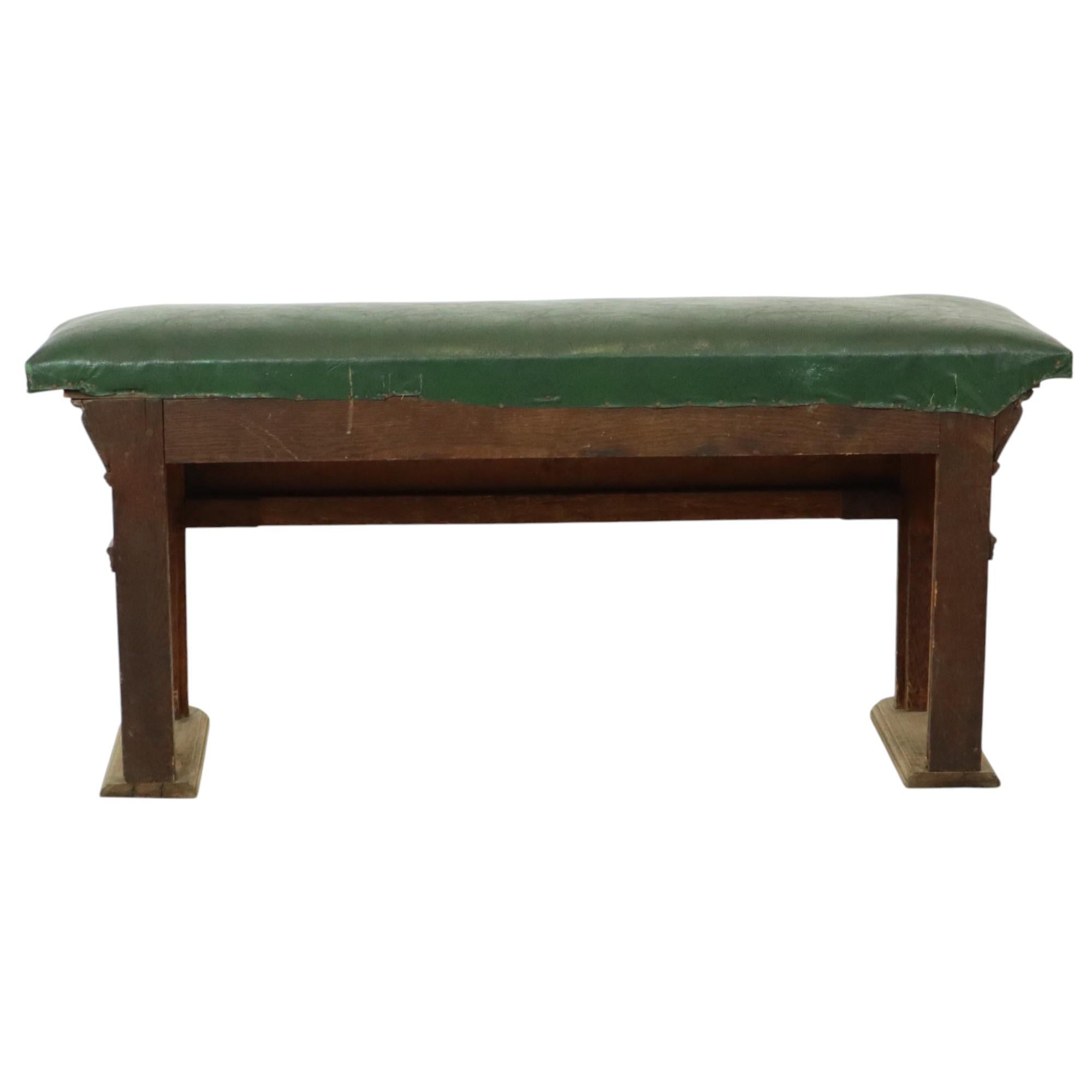 Antique Bench Carved Oak Church Renaissance Revival For Sale 8