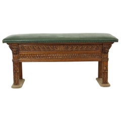 Antique Bench Carved Oak Church Renaissance Revival