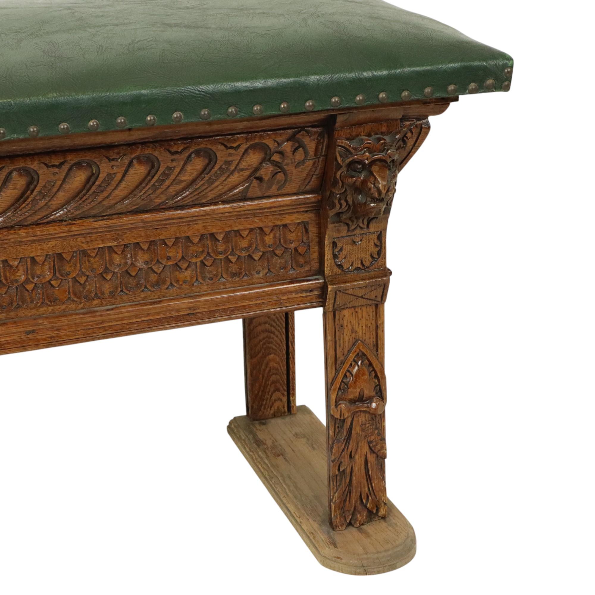 19th Century Antique Bench Carved Oak Church Renaissance Revival For Sale