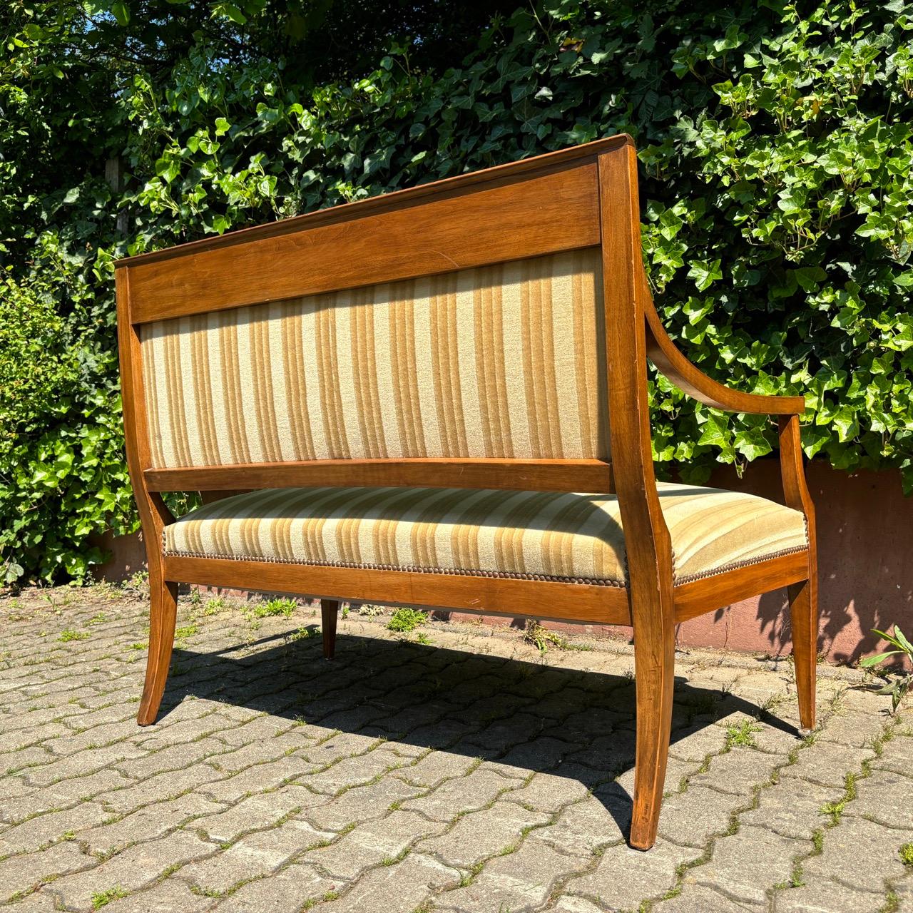 Antique bench  classicism  walnut  two-seater For Sale 6