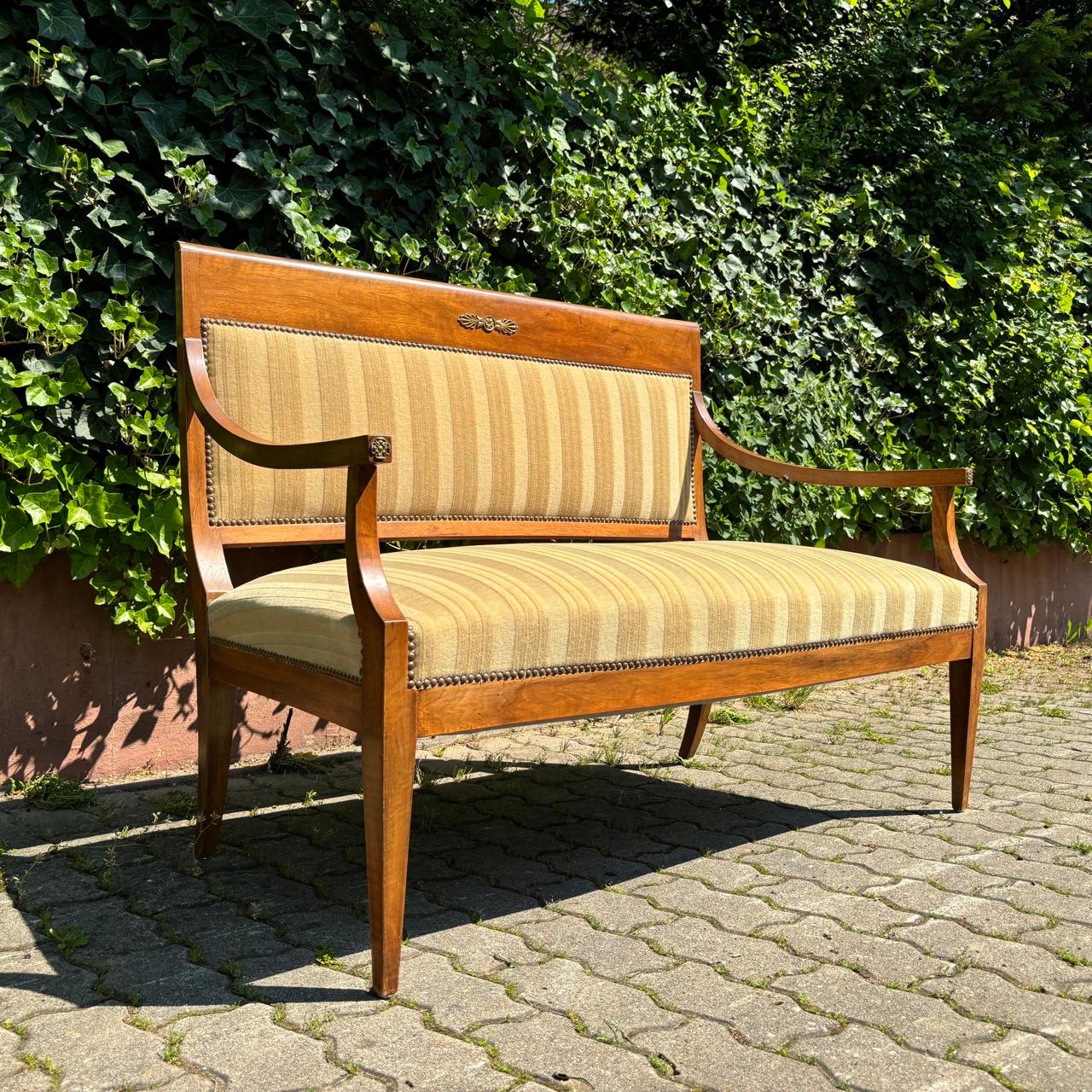 Louis XVI Antique bench  classicism  walnut  two-seater For Sale