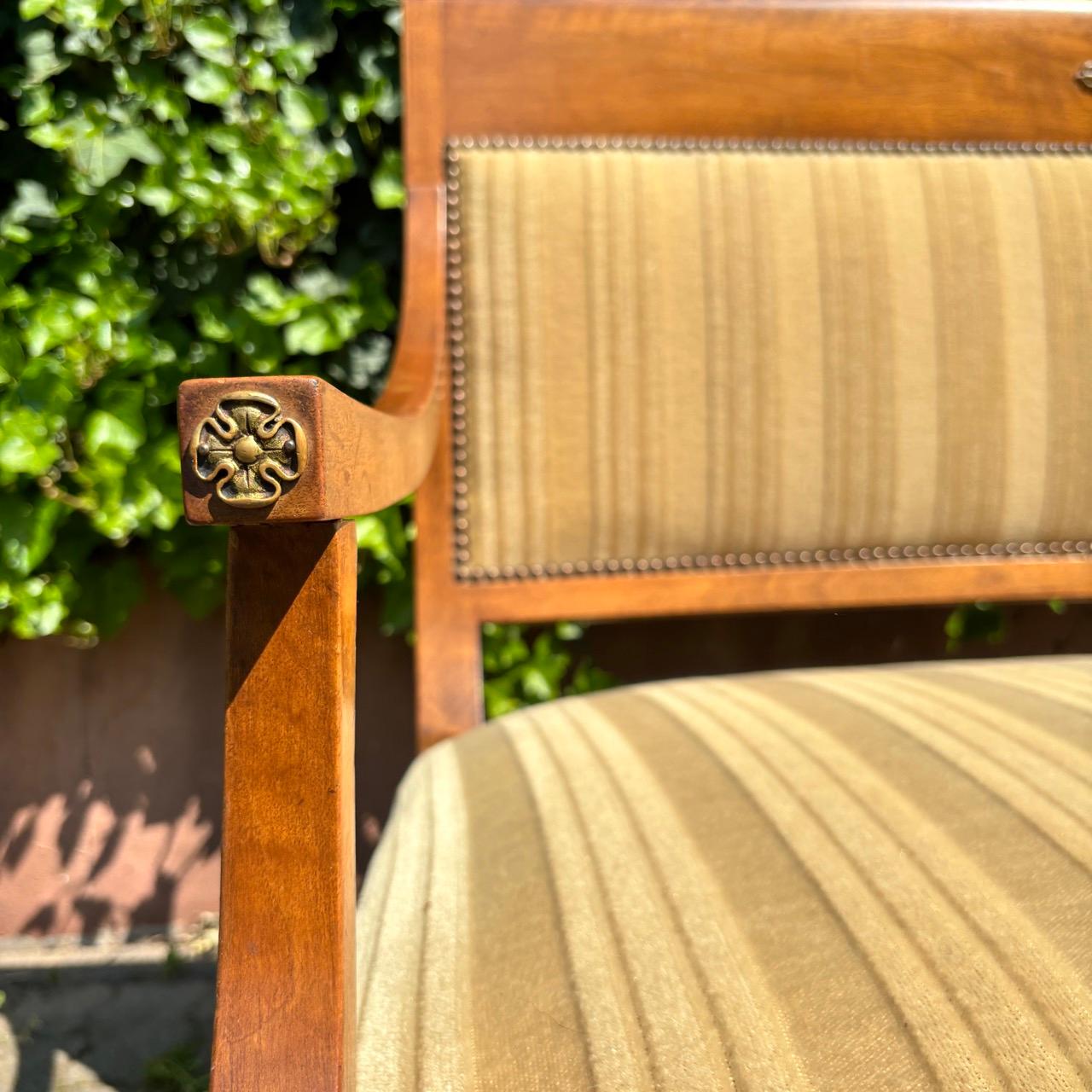 French Antique bench  classicism  walnut  two-seater For Sale