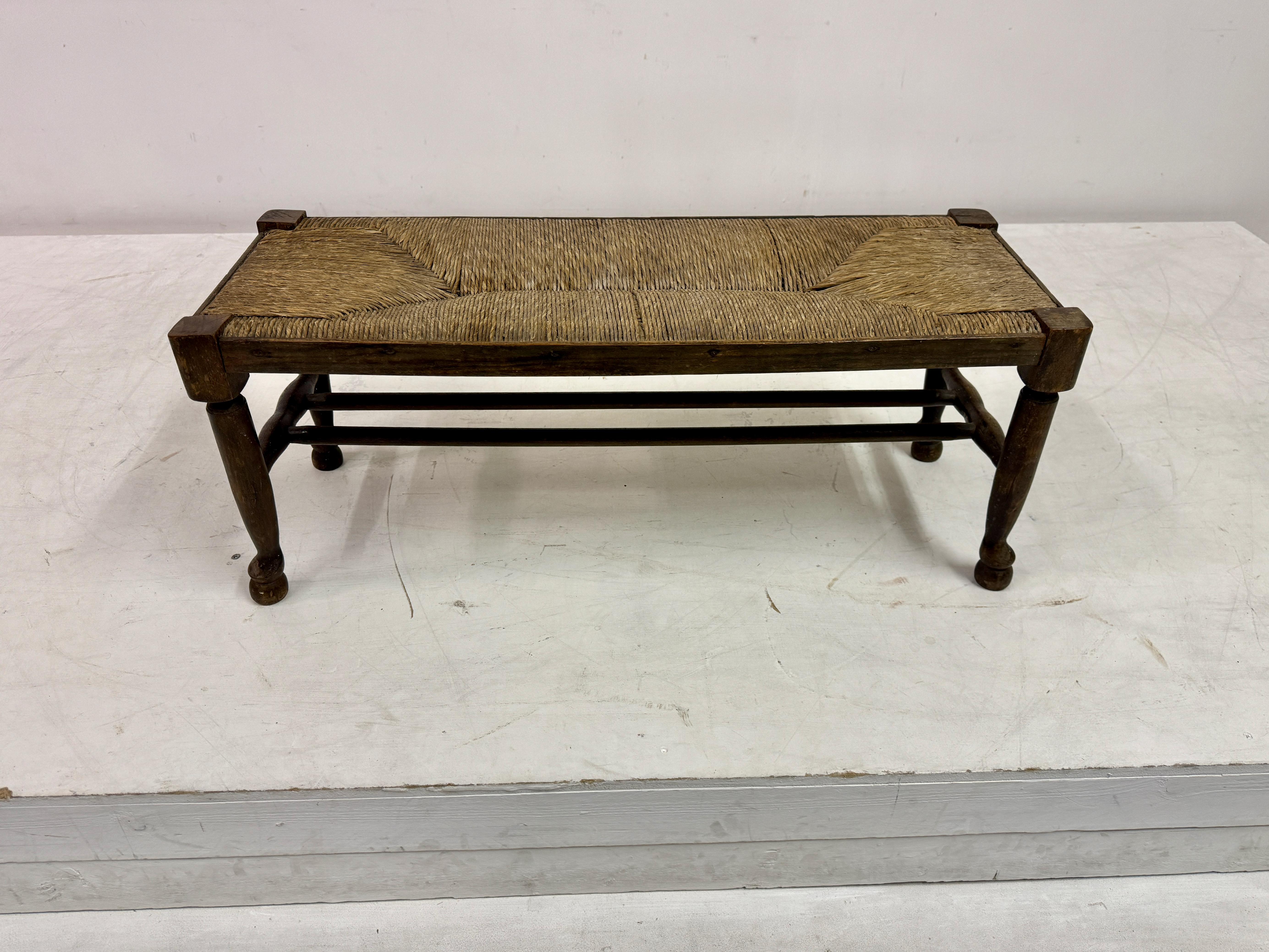 Antique Bench or Stool with Rush Seat 4