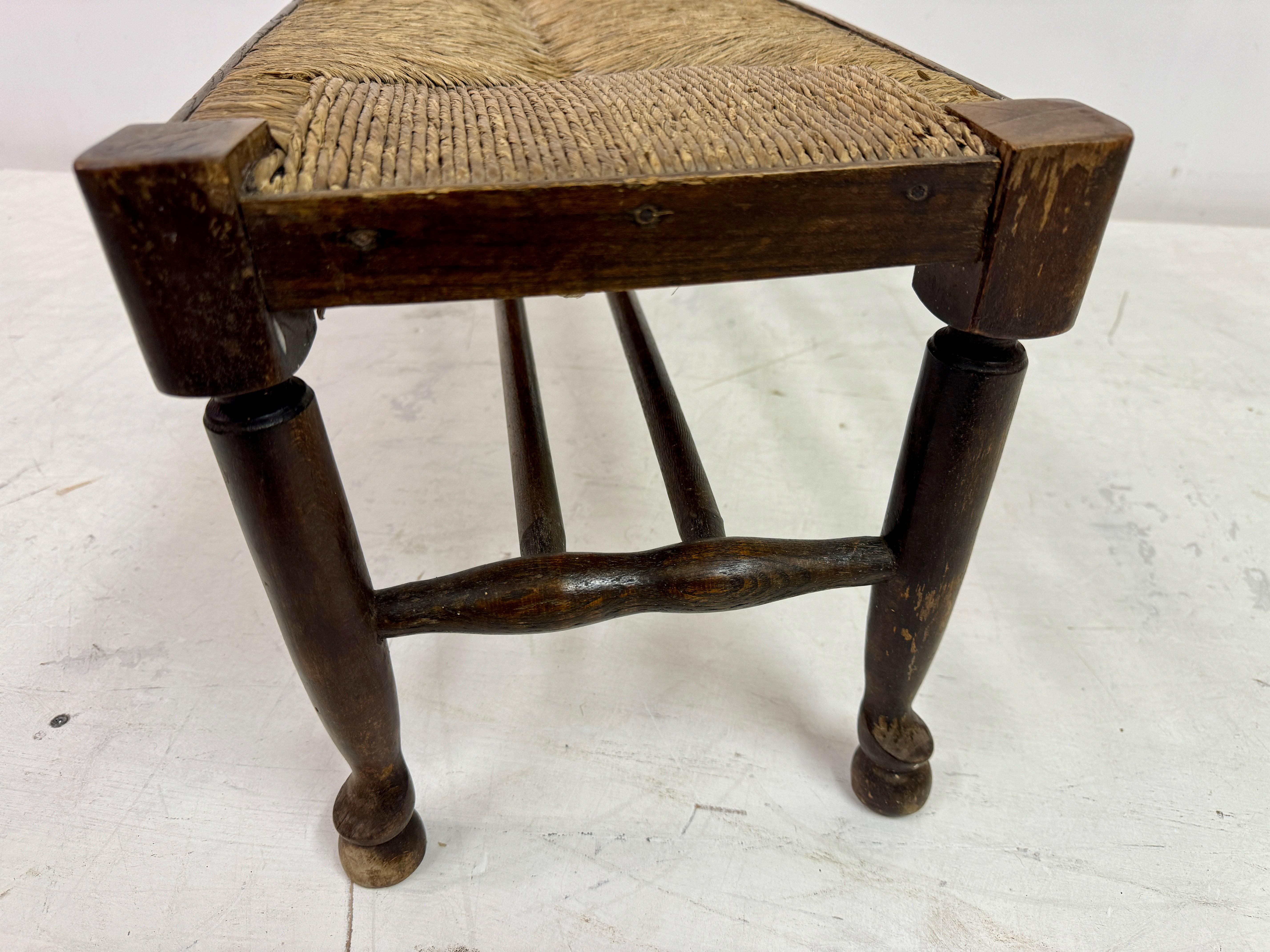 Antique Bench or Stool with Rush Seat 1