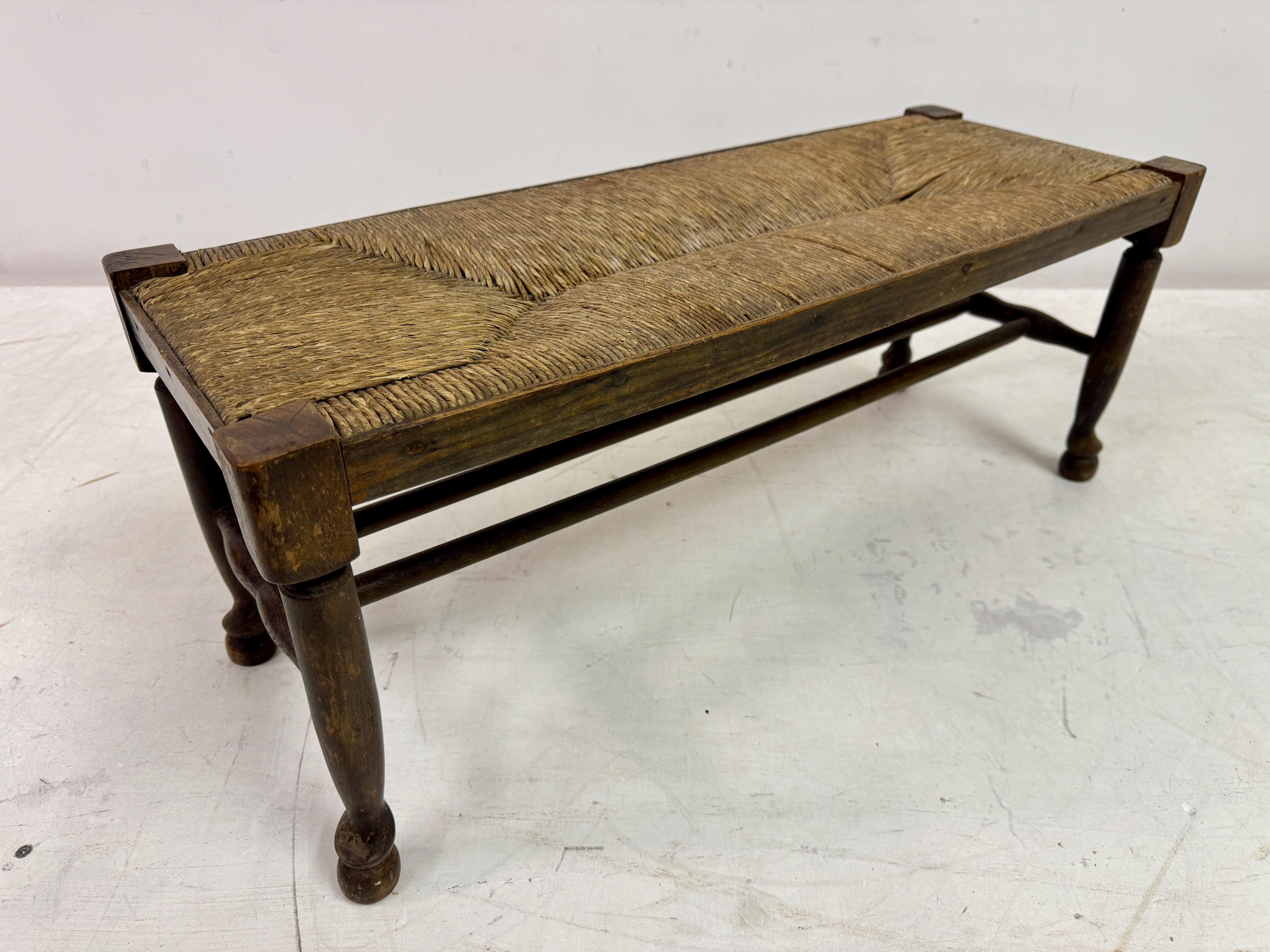 Antique Bench or Stool with Rush Seat 2