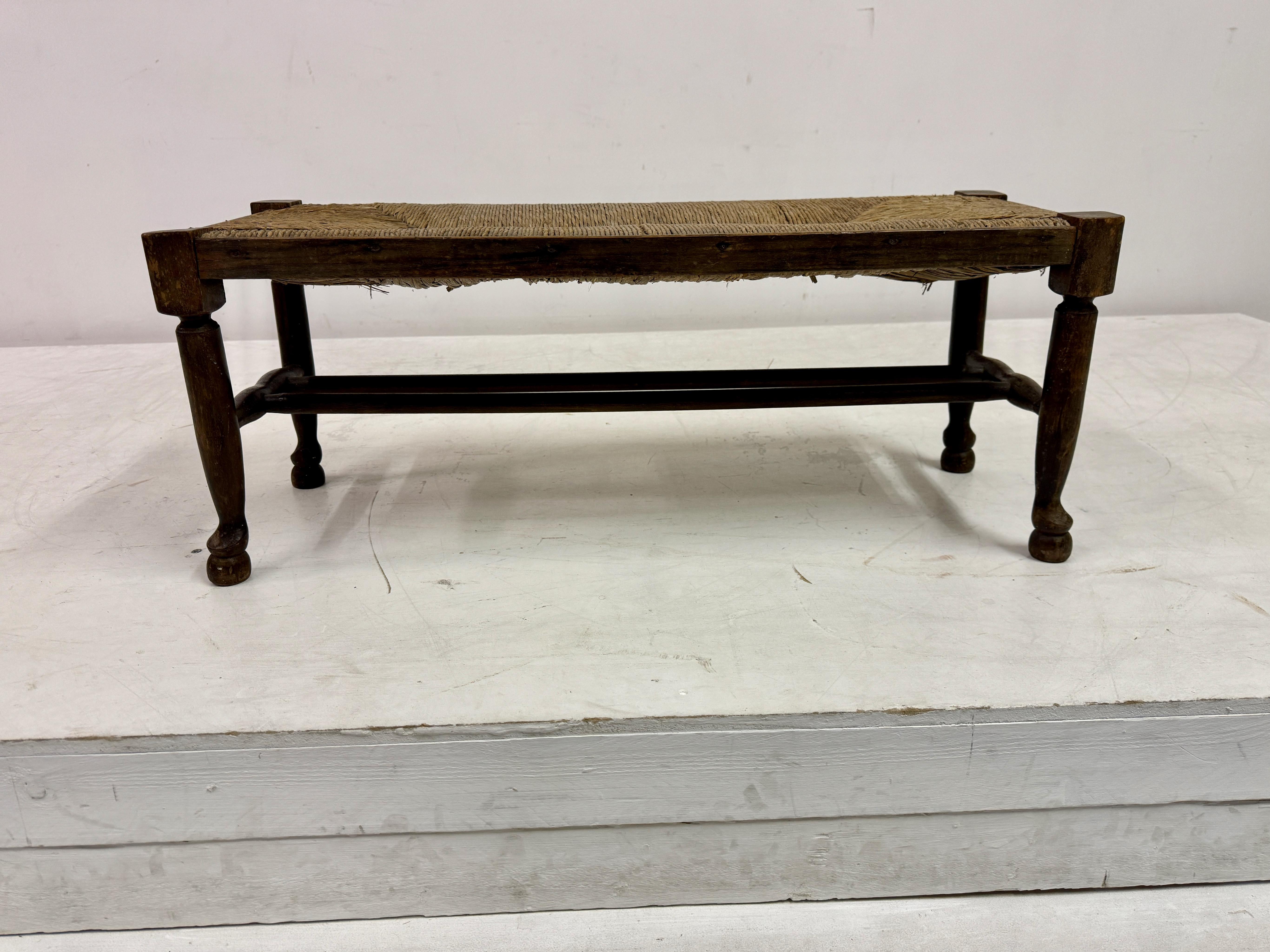 Antique Bench or Stool with Rush Seat 3