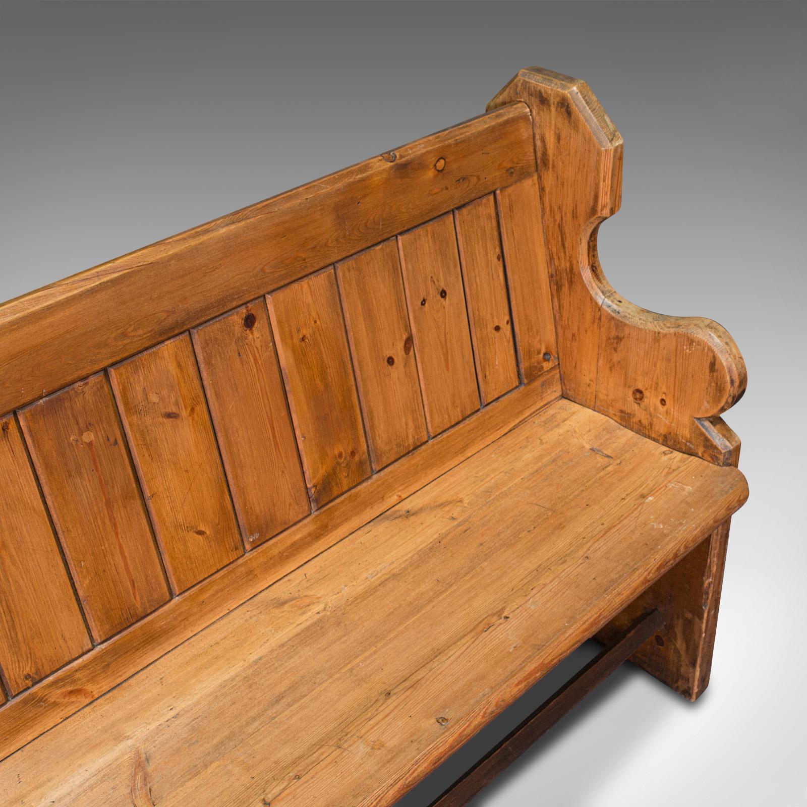 Antique Bench Seat, English, Pine, Pew, Ecclesiastic Taste, Victorian, C.1900 2