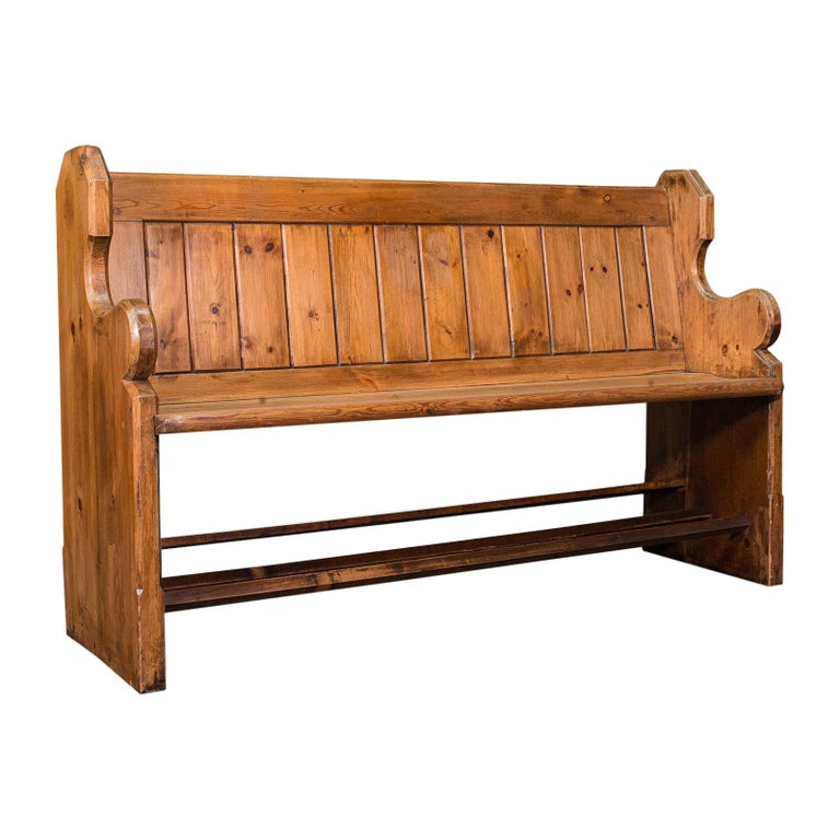 Antique Bench Seat, English, Pine, Pew, Ecclesiastic Taste, Victorian