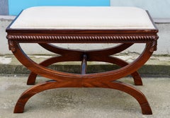 Banco antiguo, taburete, Inglaterra, Regency Revival, Chippendale, Victoriano, Imperio