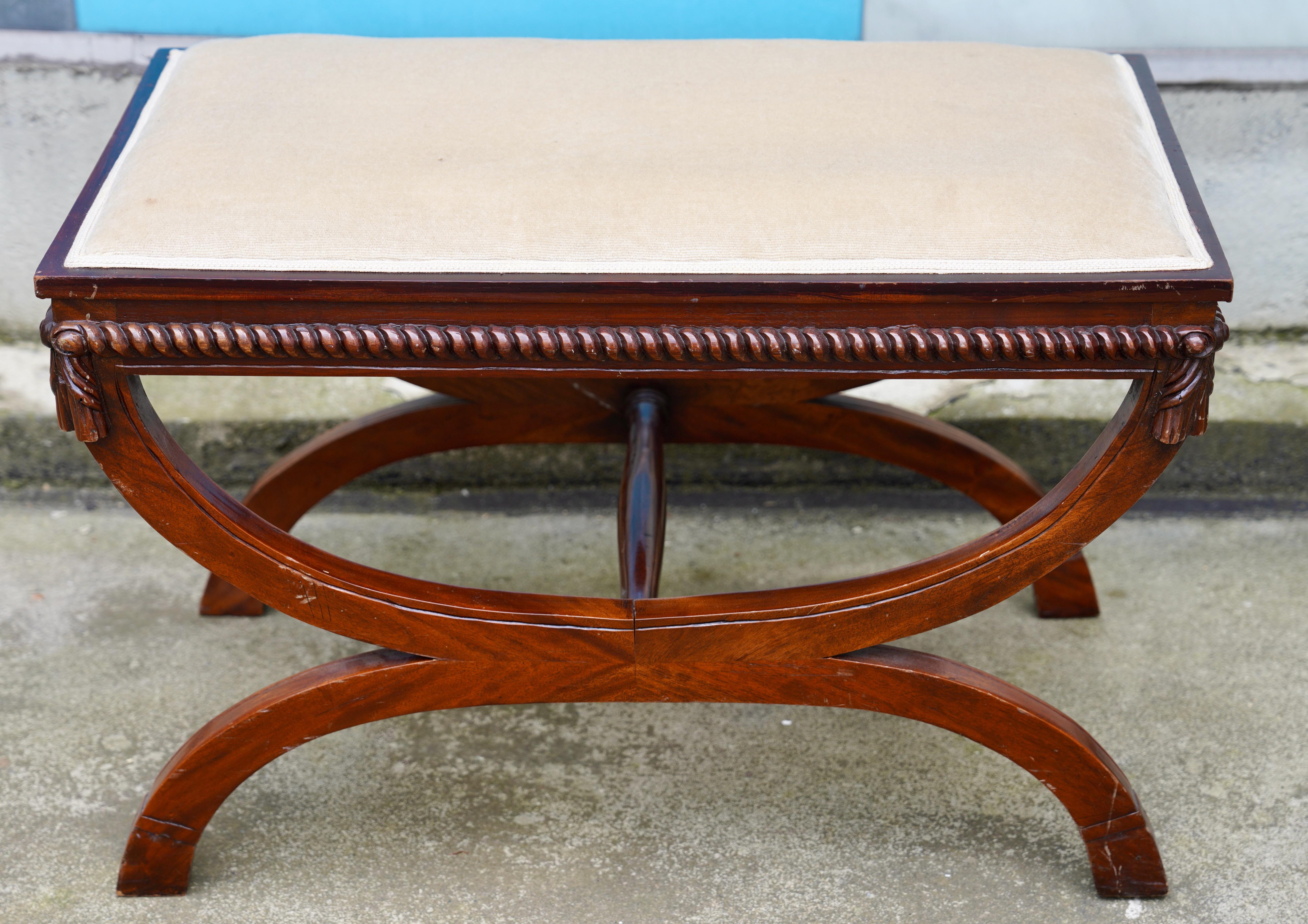 20ième siècle Banc ancien, tabouret, Angleterre, Revival Régence, Chippendale, Victorien, Empire en vente