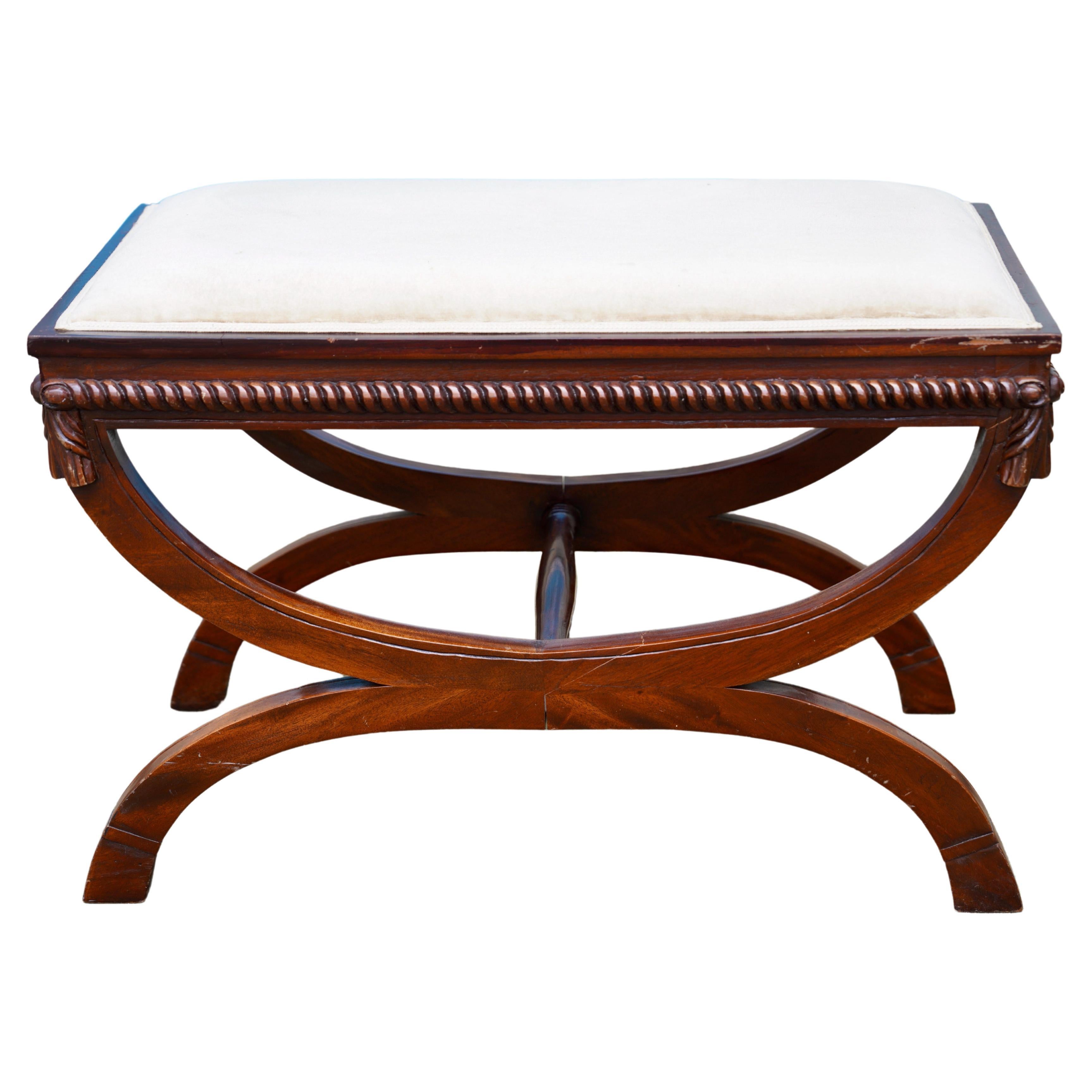 Banc ancien, tabouret, Angleterre, Revival Régence, Chippendale, Victorien, Empire