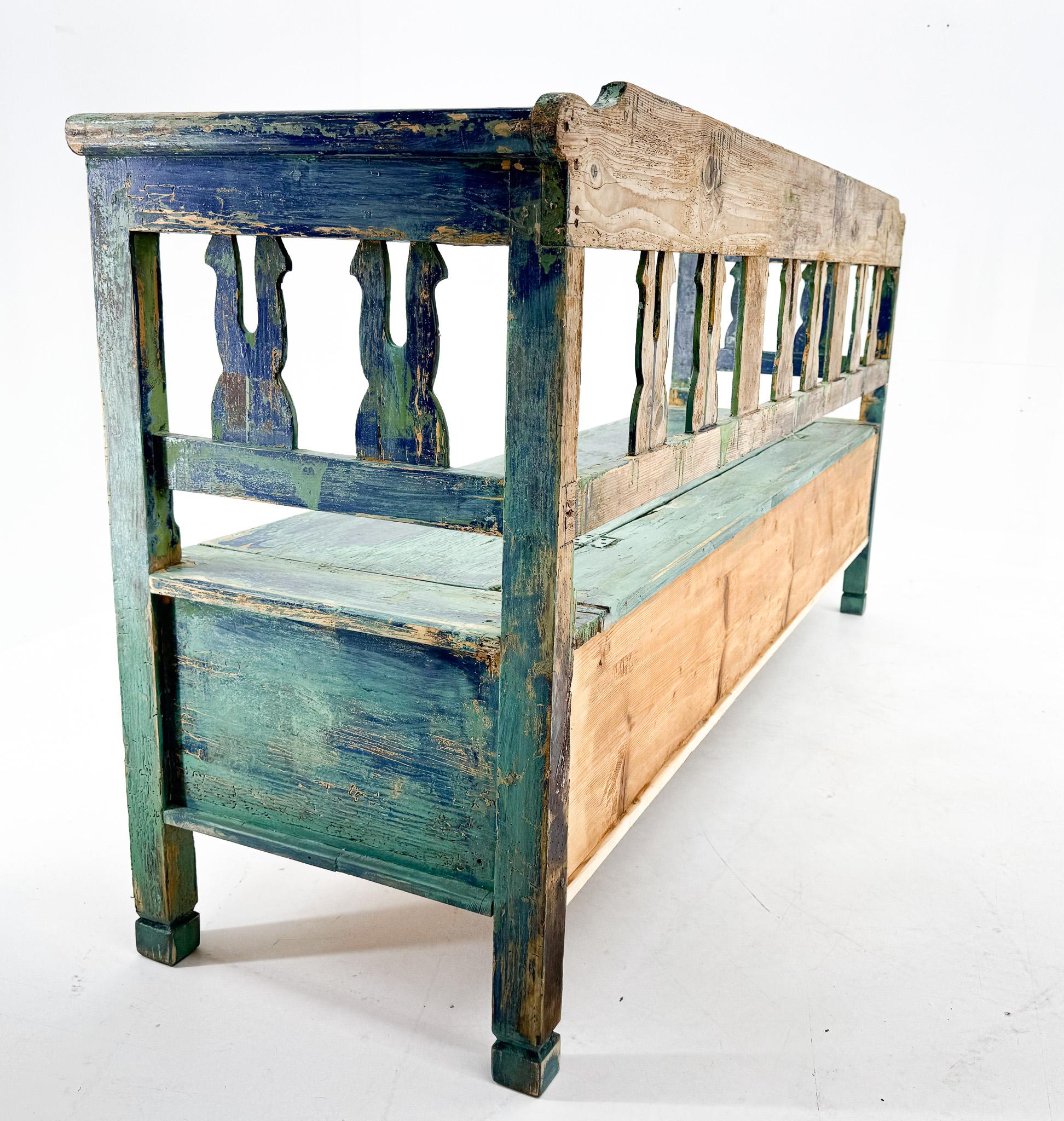 Antique Bench with Storage Space and Beautiful Original Patina For Sale 1