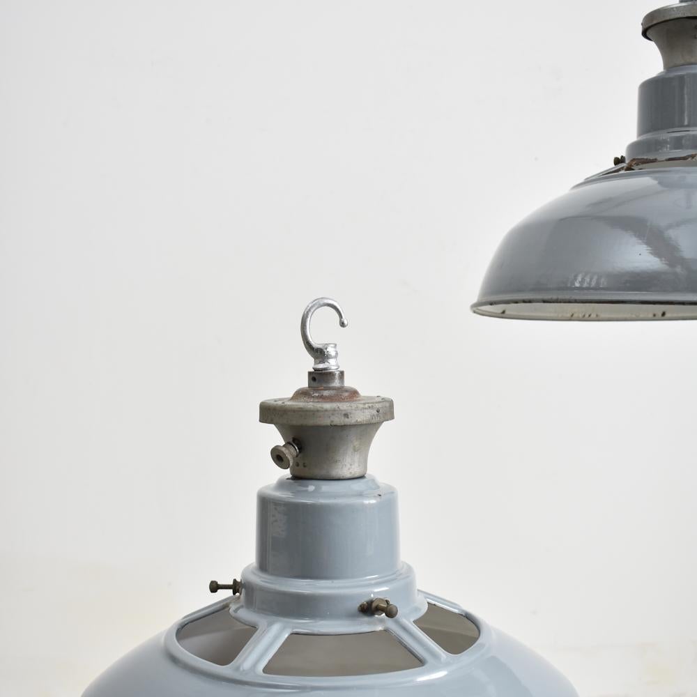 Mid-Century Modern Antique Benjamin Vented Industrial Pendant Light