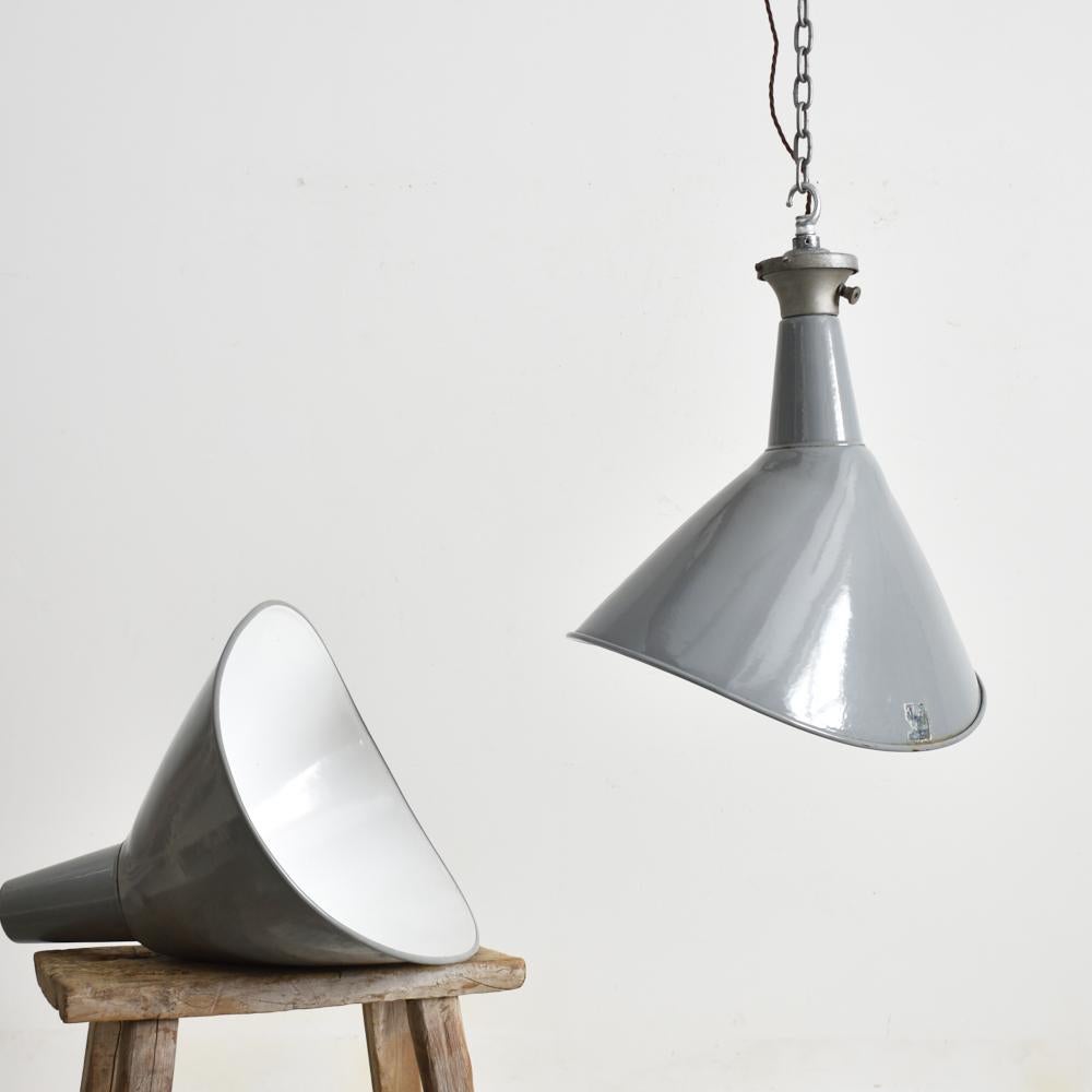 Mid-Century Modern Antique Benjamin Elliptical Industrial Pendant Light For Sale