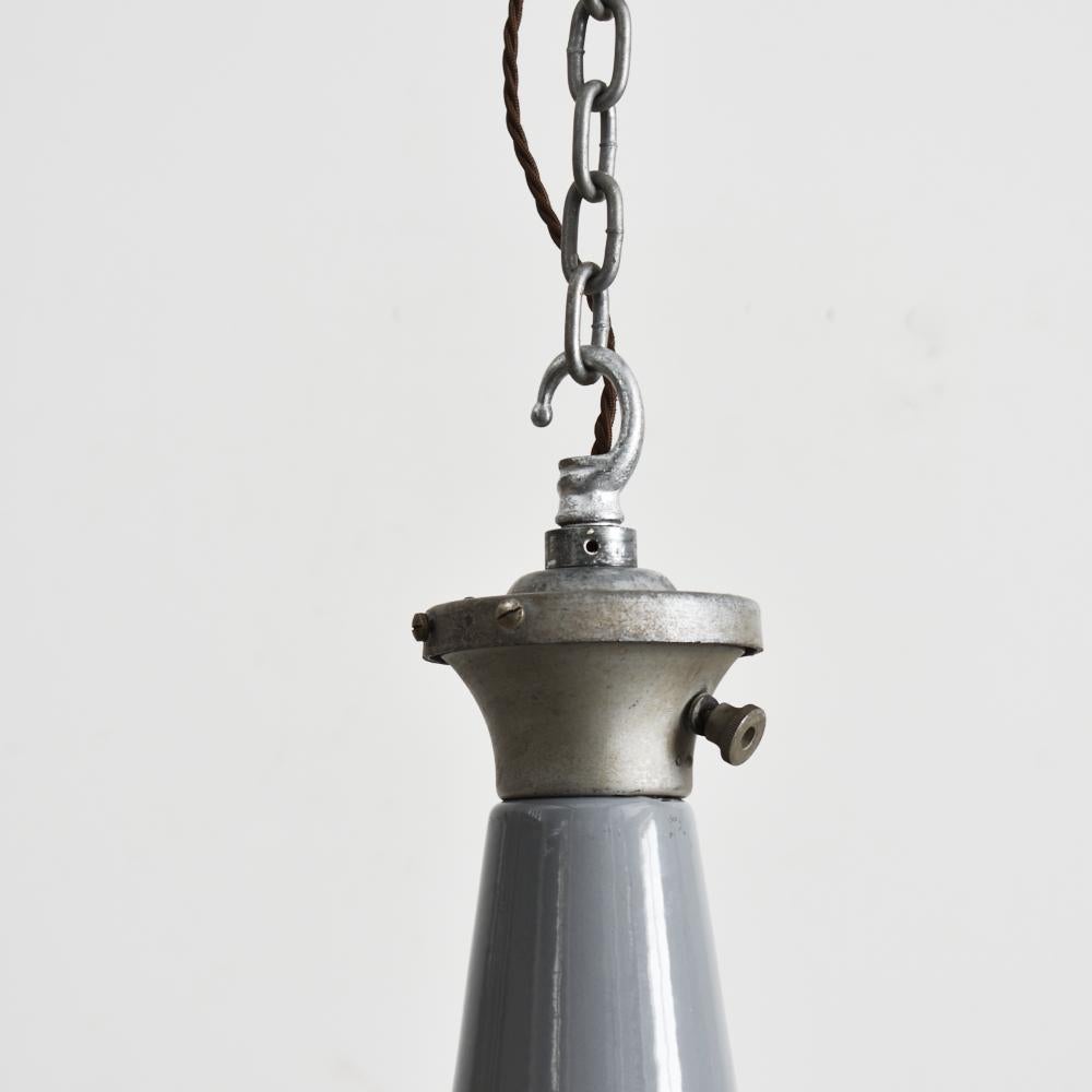 Enameled Antique Benjamin Elliptical Industrial Pendant Light For Sale