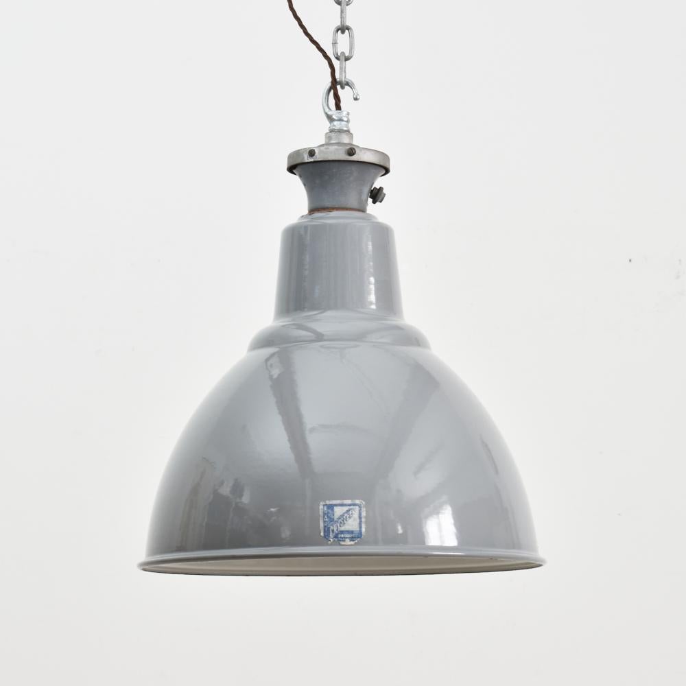 Antique Benjamin Grey Dome Industrial Pendant Light For Sale 1