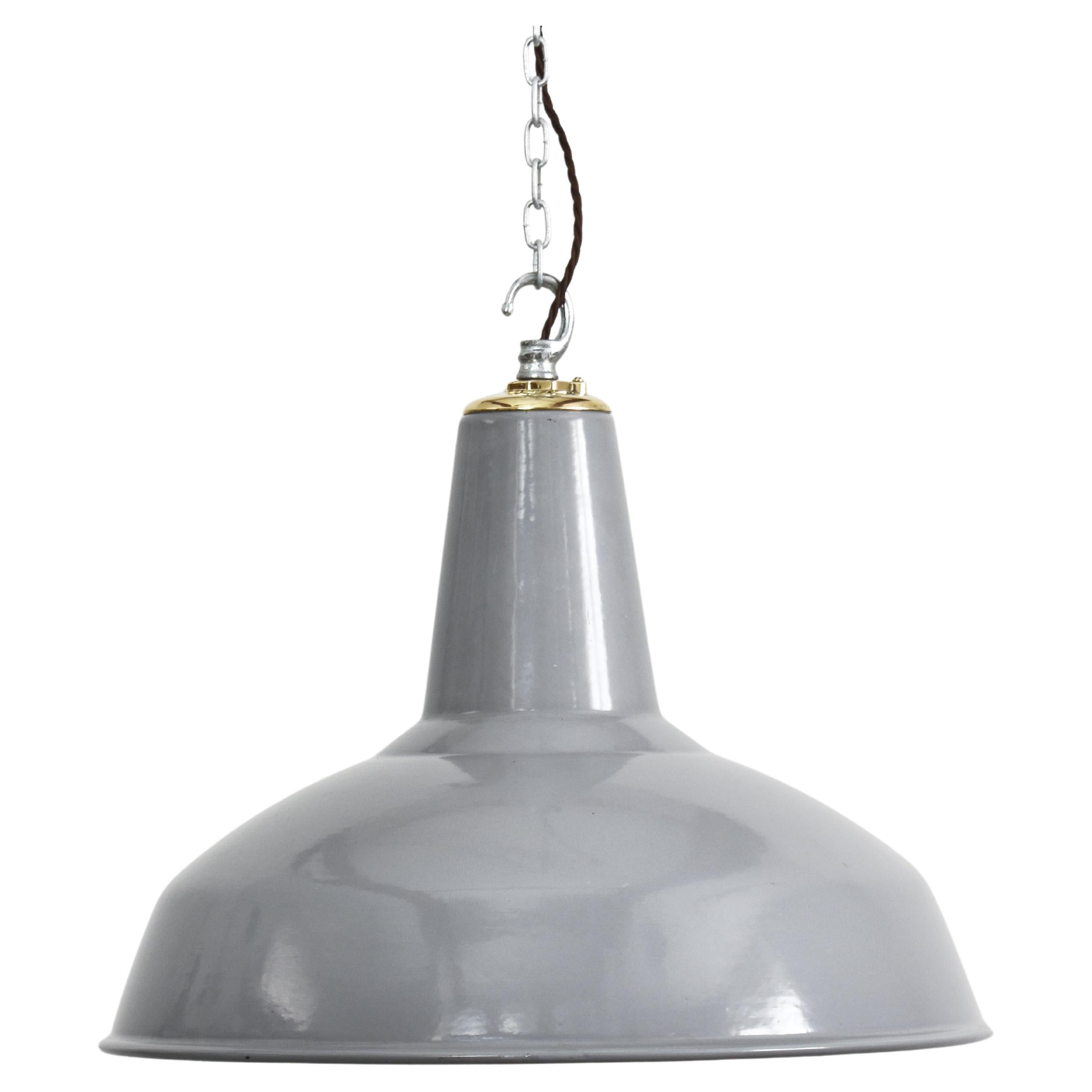 Lampe à suspension industrielle ancienne Benjamin grise de 18 pouces en vente