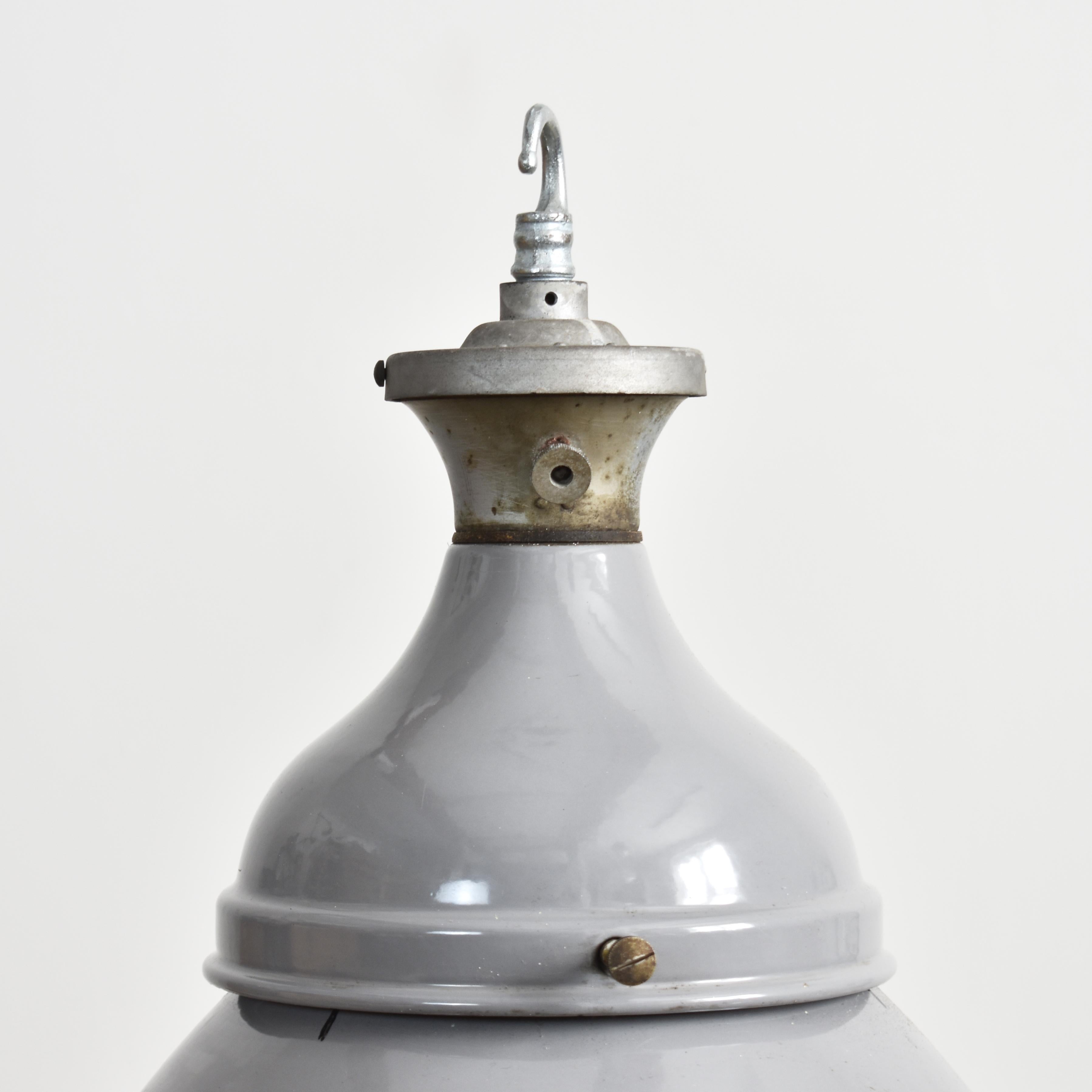 British Antique Benjamin Grey Dome Industrial Pendant Light For Sale