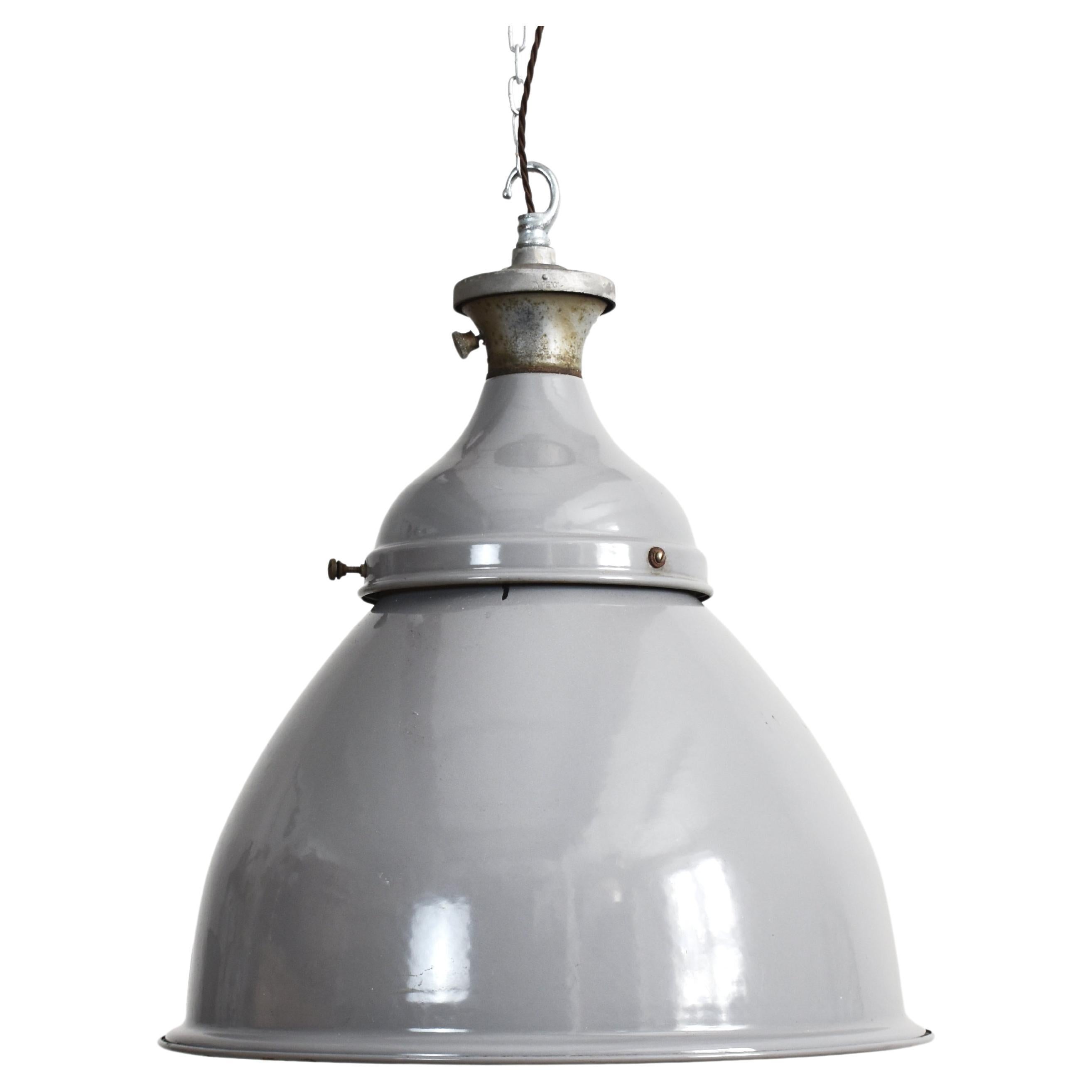 Antique Benjamin Grey Dome Industrial Pendant Light For Sale