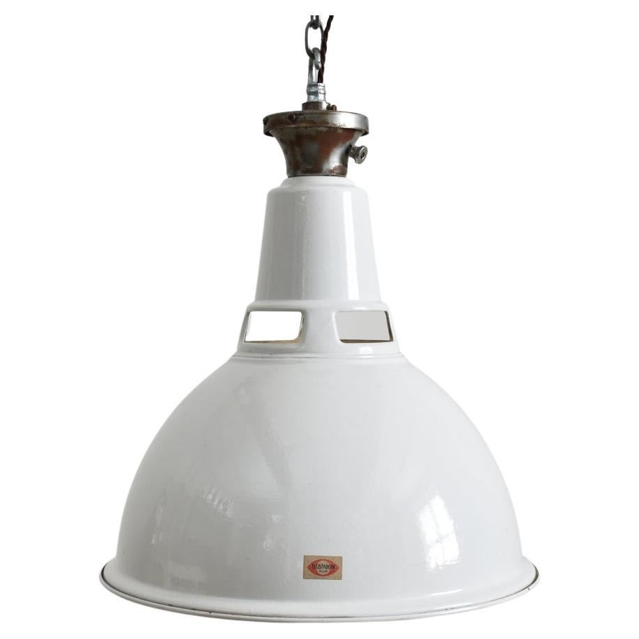 Antique Benjamin White Dome Industrial Pendant Light