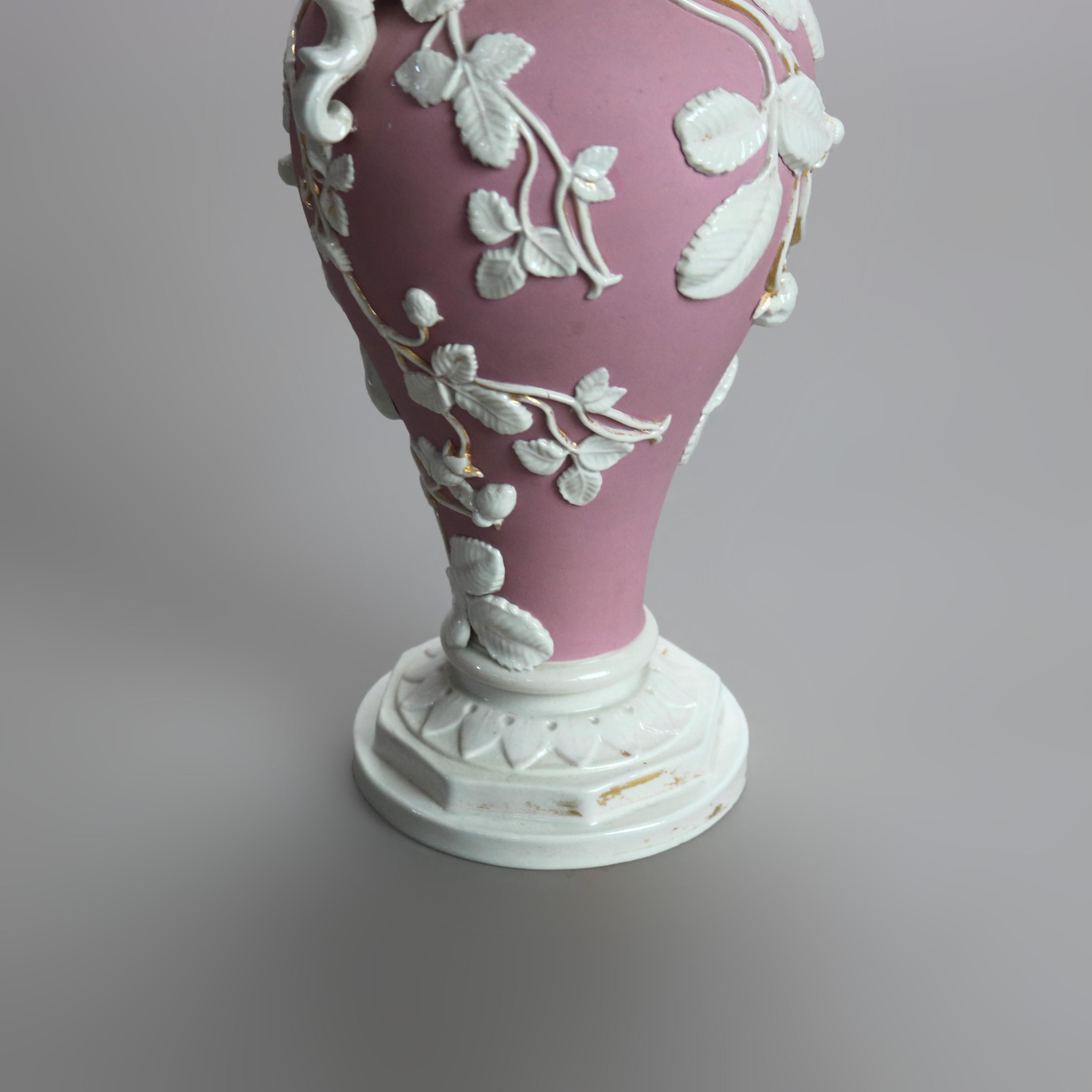 Antique Bennington English Bisque Porcelain Foliate & Scroll Form Vase C1910 For Sale 1