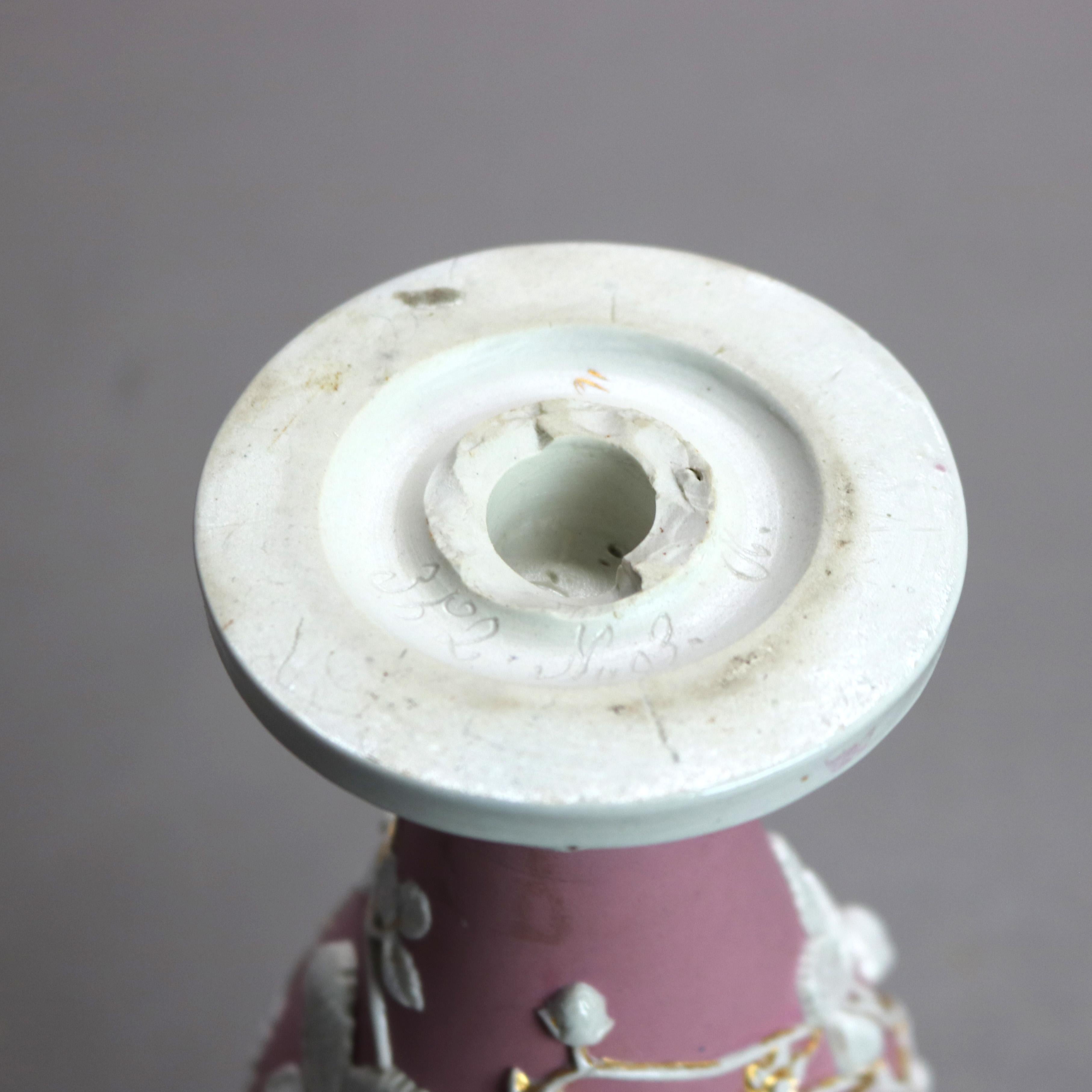 Antique Bennington English Bisque Porcelain Foliate & Scroll Form Vase C1910 For Sale 2