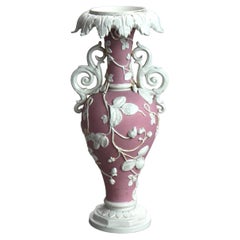 Antique Bennington English Bisque Porcelain Foliate & Scroll Form Vase C1910